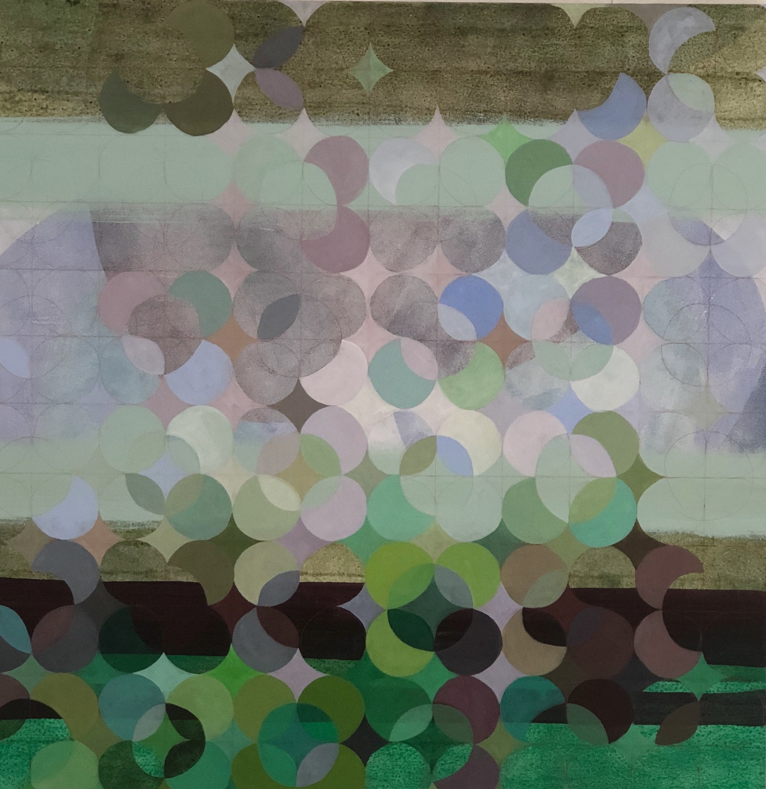 re-grouping 13, 2019, acrylic on canvas, 36” x 36”