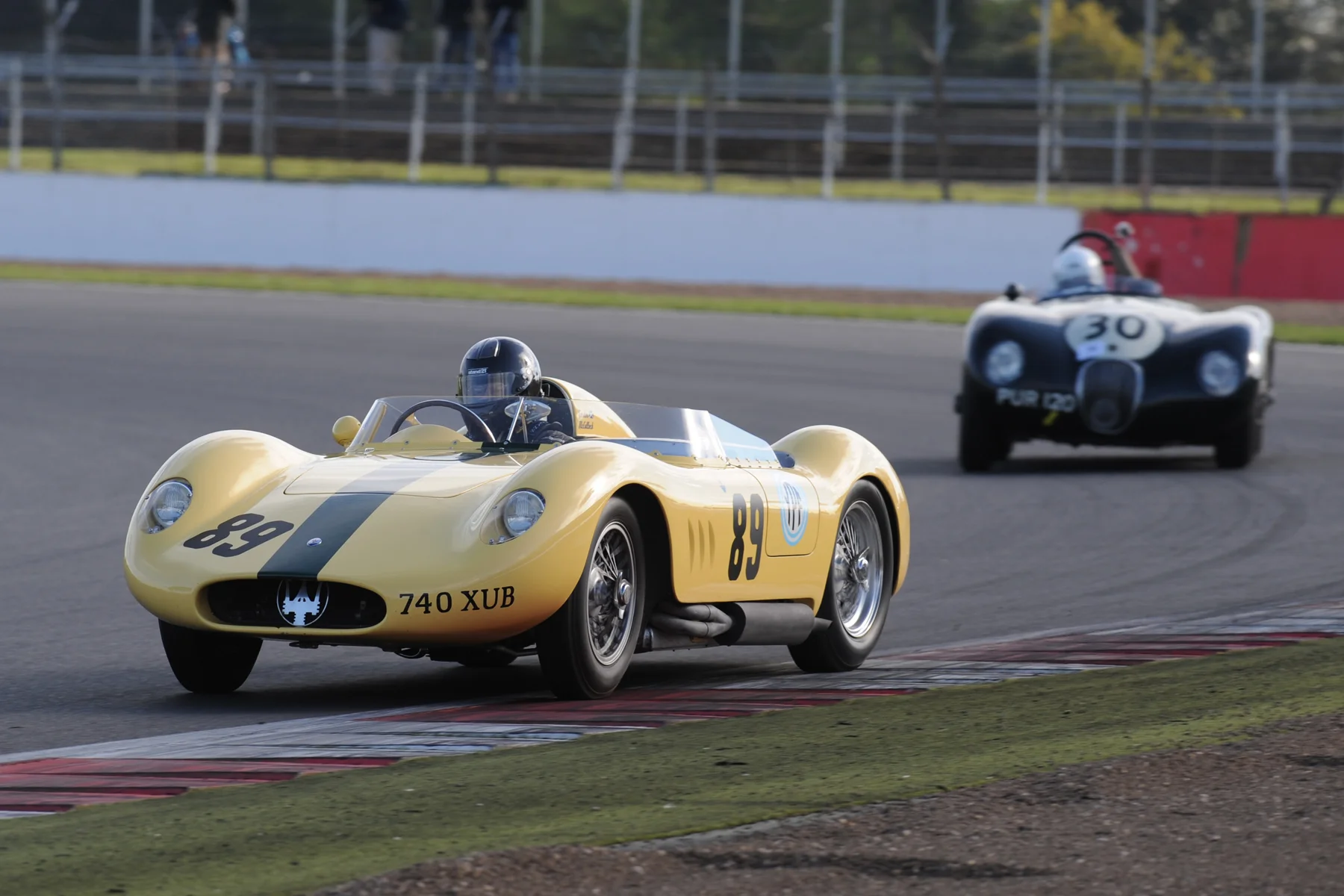 Steve Hart controlled the race from the front in Maserati but Nick Finburgh was shadow for much of the race. Photo - Jeff Bloxham