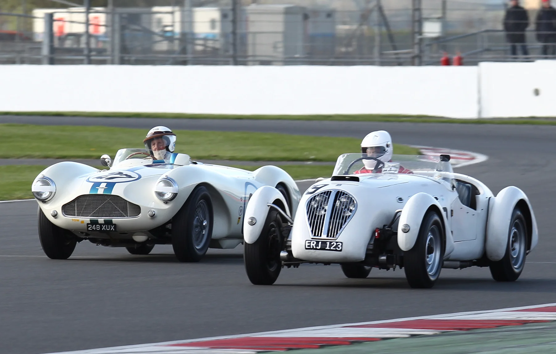 'WHITE OUT ' by David Bennett (Aston Martin DB3S) and Neil Collins (Healey Silverstone) Photo - Richard Styles