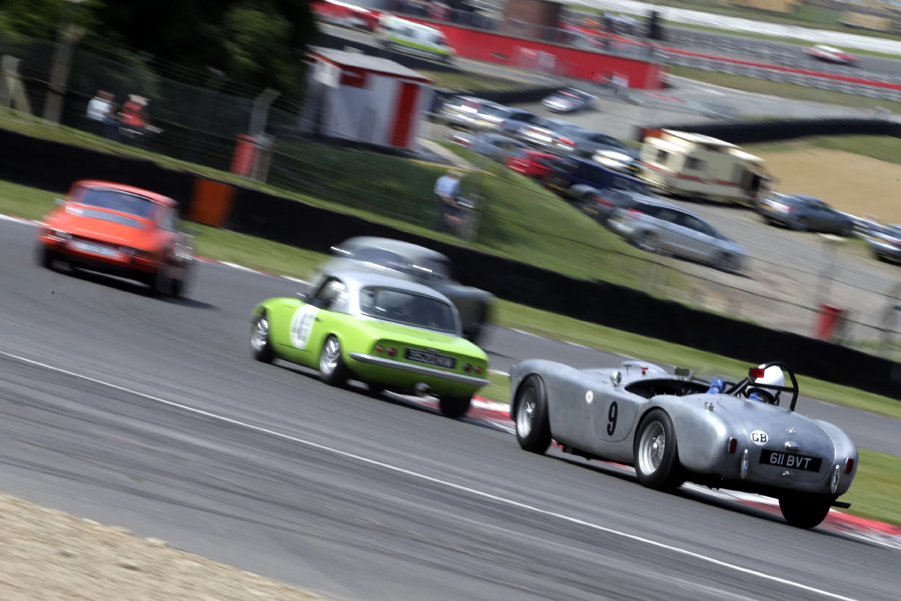 Andy Shepherd (9) presses hard on the back of a couple of the 'moderns'! Photo - Gary Hawkins 