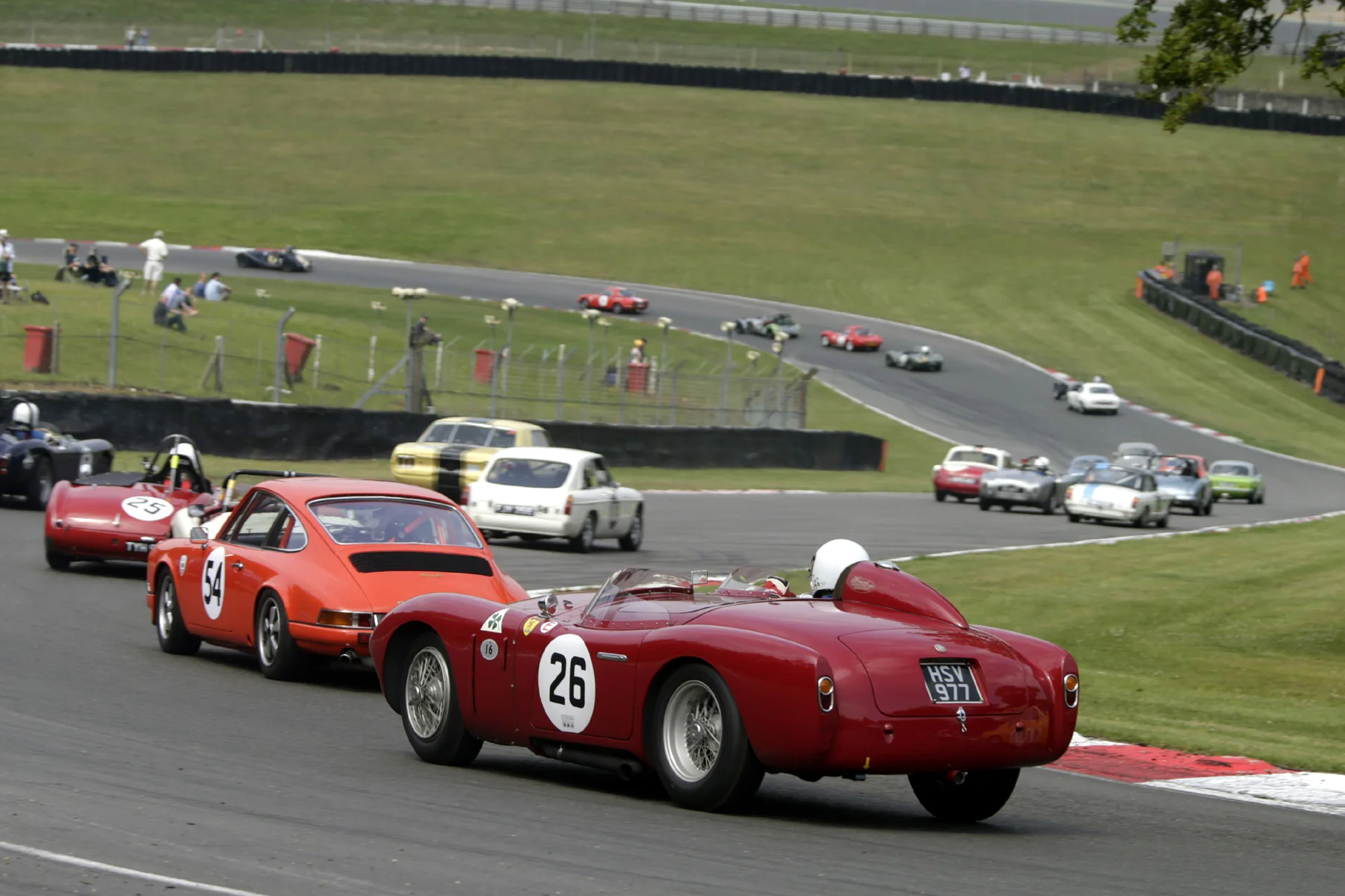 First lap and the field stretches from Graham Hill Bend back to Druids and there's more behind! Photo - Gary Hawkins 