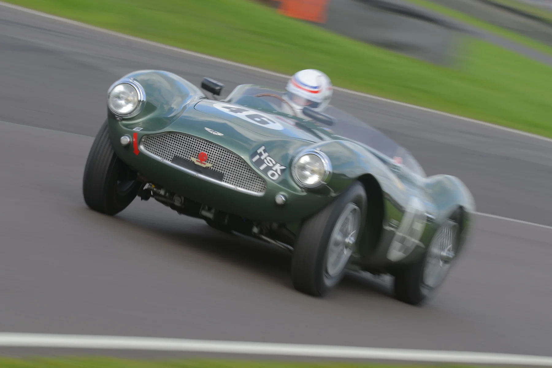 Stunning speed shot of stunning car. Simon Hadfield gave a master class in Wolfgang Friedrichs Aston Martin DB3S, one of 3 of these most beautiful products of Feltham entered in this race. Photo - Ollie Read