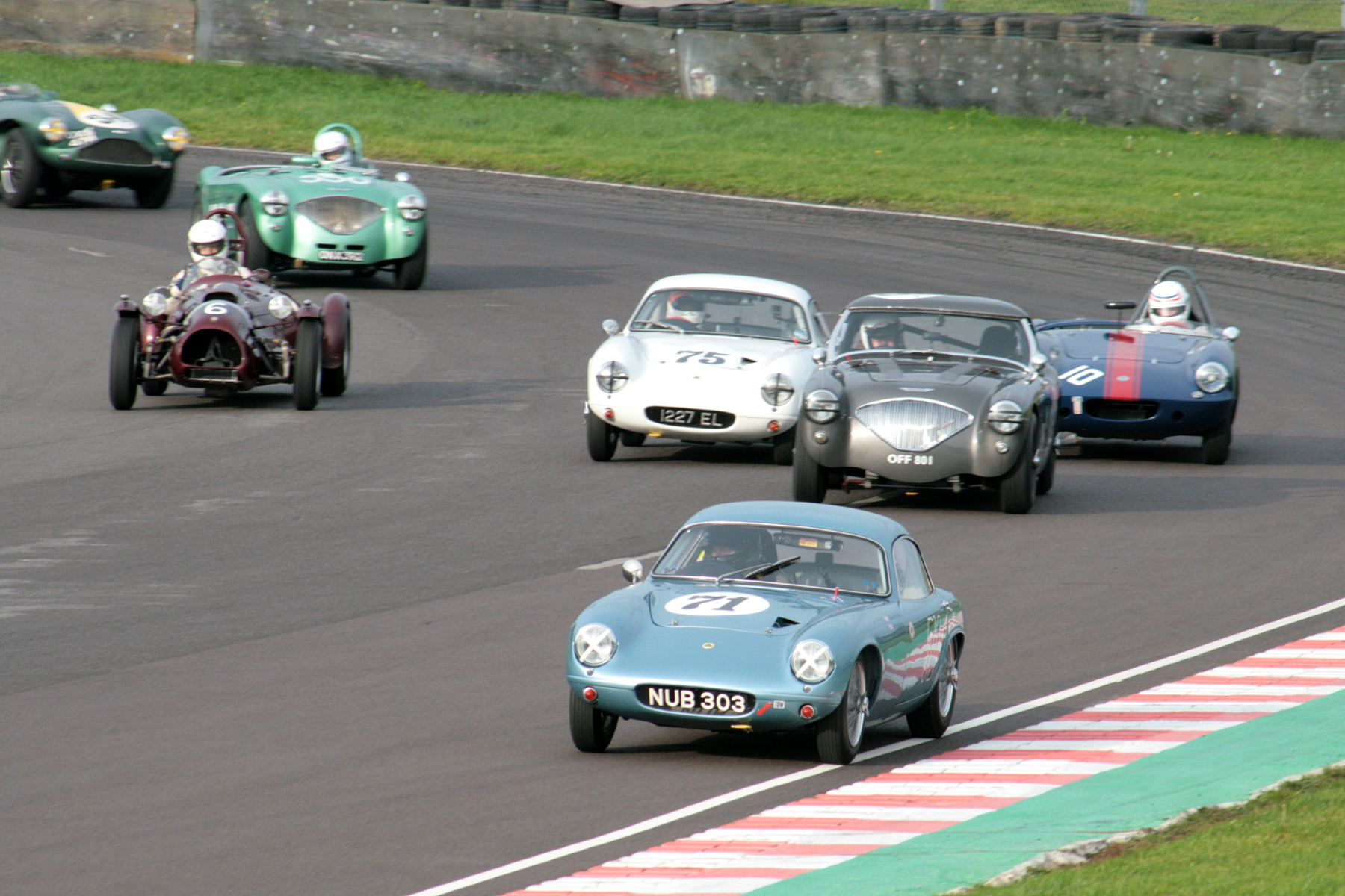 Brian Arculus took the early lead with messrs Thorne (Austin Healey), Ellis (Lotus Elite), Hadfield (Elva Courier) and Ure (Cooper Bristol) in a titanic battle to close him down. Photo - John Turner