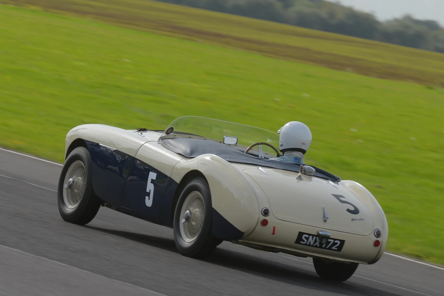 Paul Griffin, first time out in his Austin Healey 100S. He qualified 21st but although improving on his lap time in the race, finished 25th having suffered intermittent ignition 'gremlins'. Photo - Ollie Read