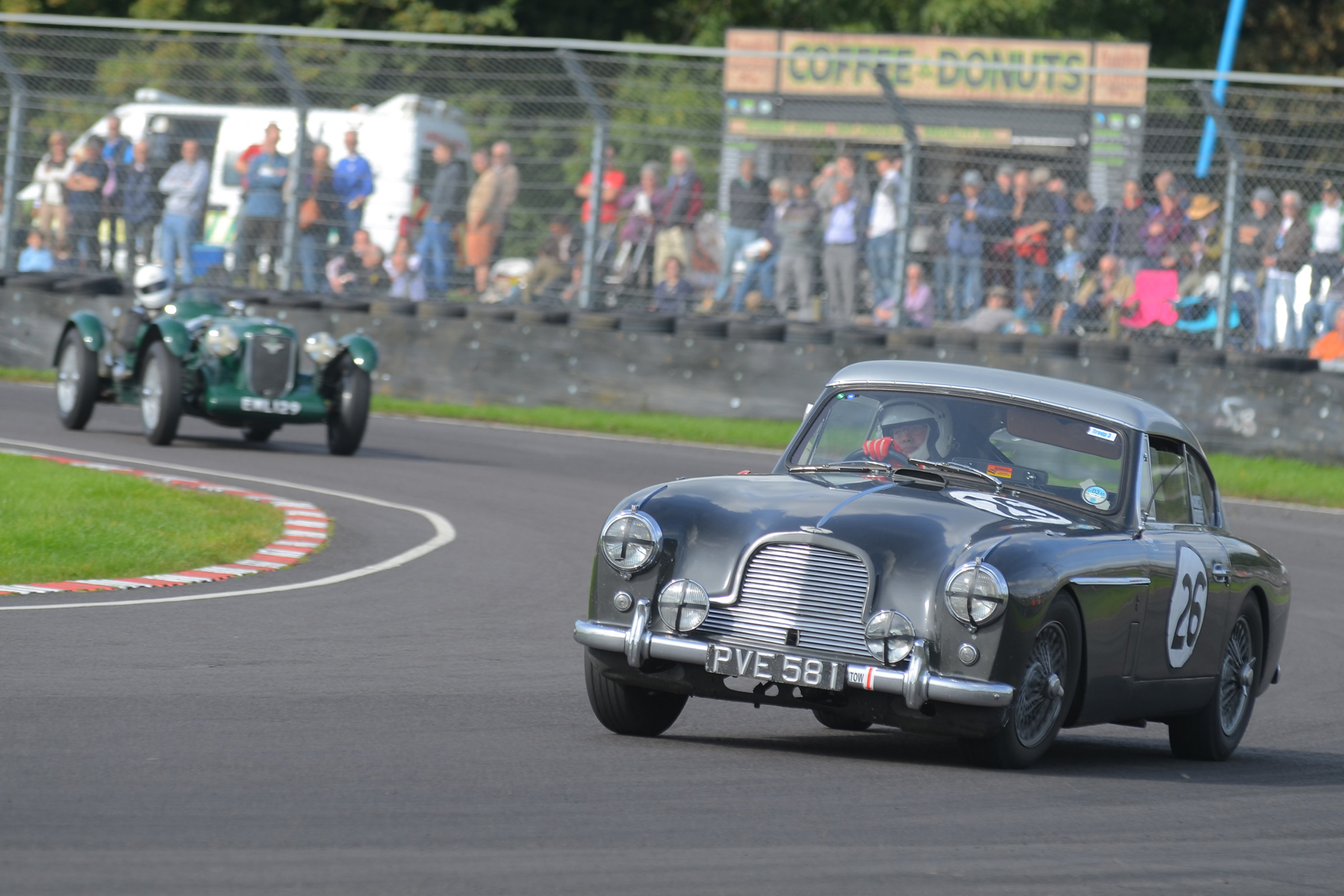 Nigel Grice tends to race his Austin Healey these days but in a rare outing in his DB2/4 MkII he enjoyed the fairly close company of David Freeman's Speed Model 'Spa special' and they finished just one second apart. Photo - Ollie Read 