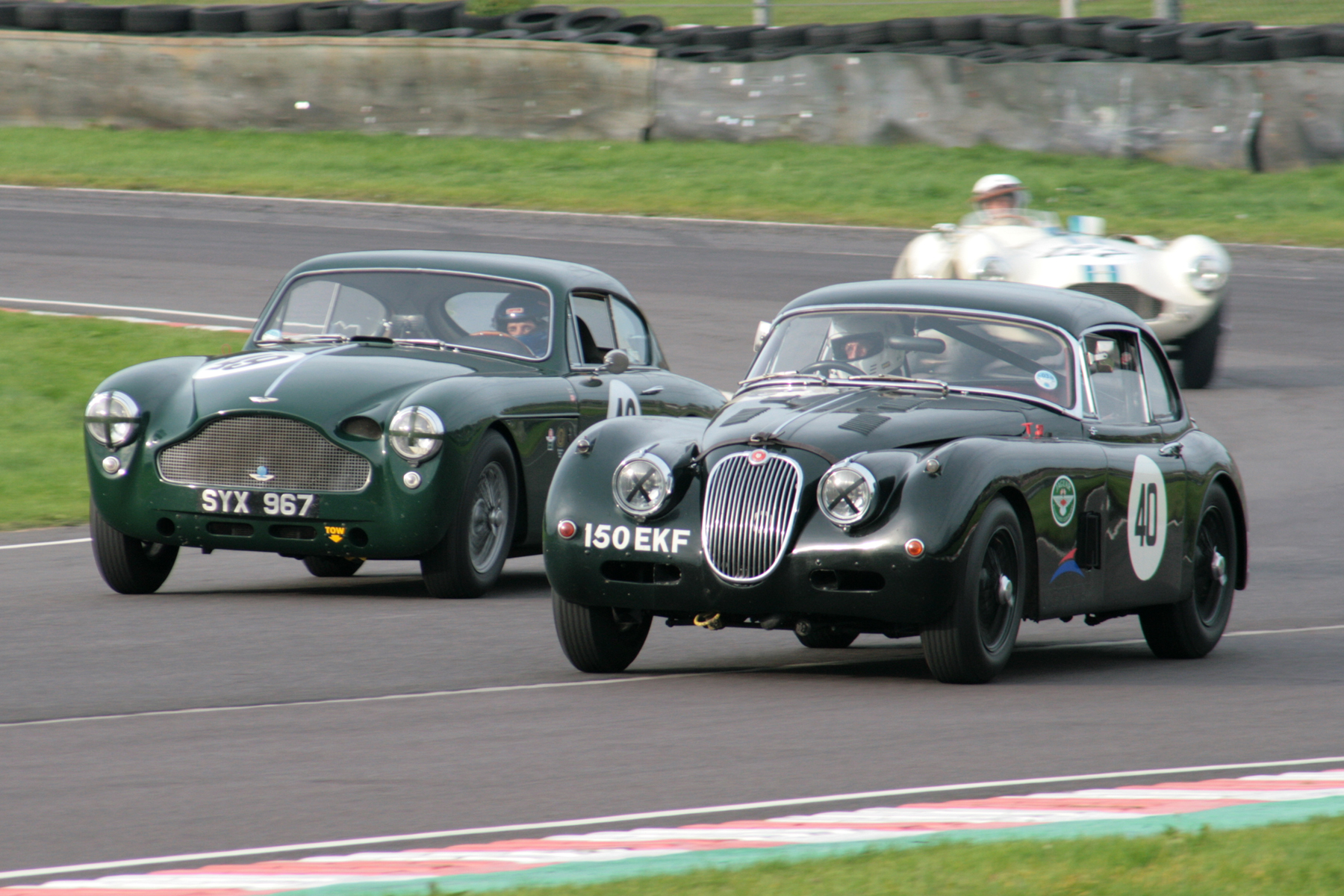 British Racing Green heavy metal. Bruce Chambers in his first outing with us in the Gross family Aston Martin DB MkIII and sharing with Chris Woodgate (22nd) and Claire Keith- Lucas in the Jaguar XK150 (DNF). Both cars represent the last of their line. Classic iconic cars in their own right, they were each replaced by true Icons of the 20th century, the DB4 and E type! Photo - John Turner