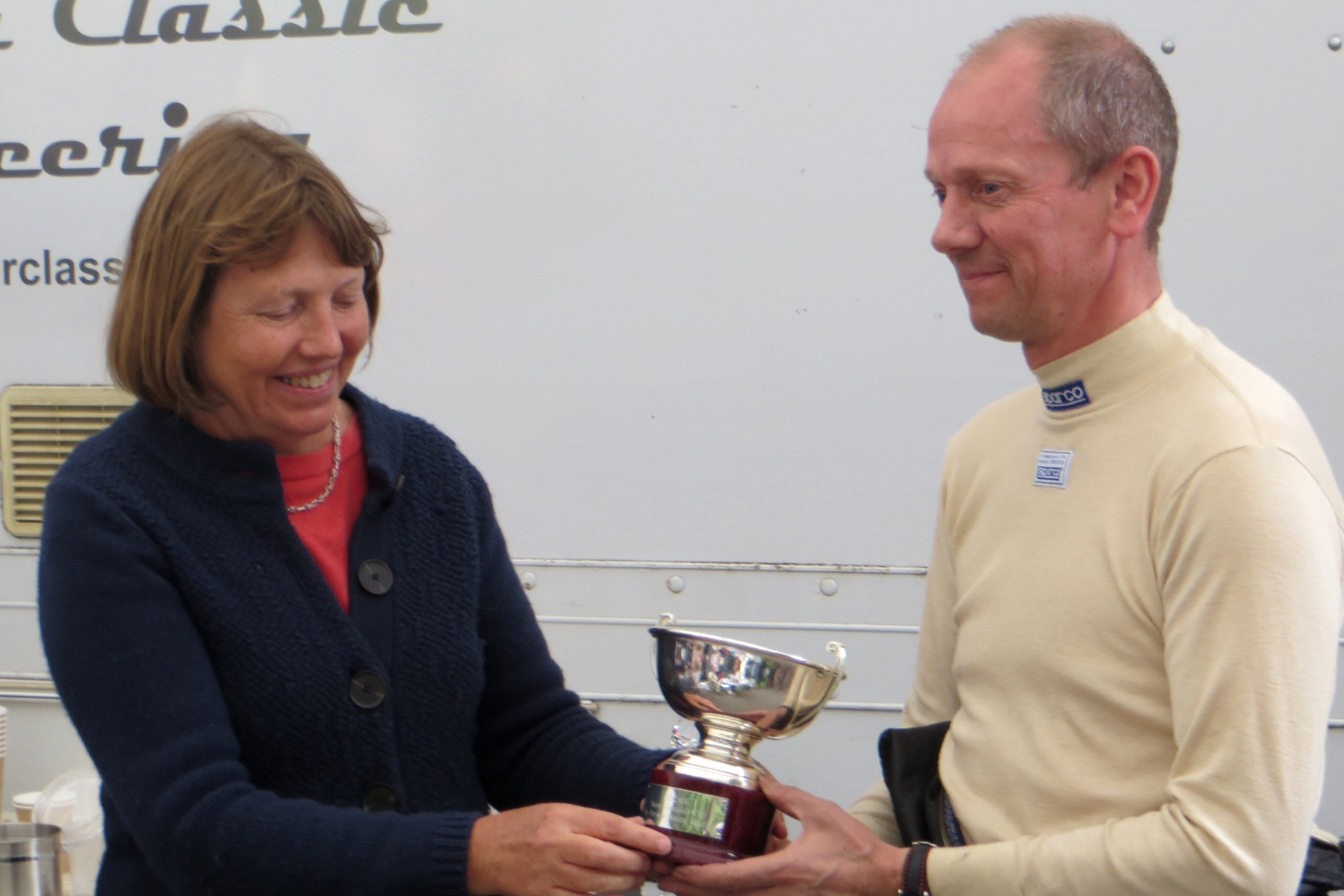 In a lovely touch, Sue Gross presents David Freeman with The Mort Goodall Cup.