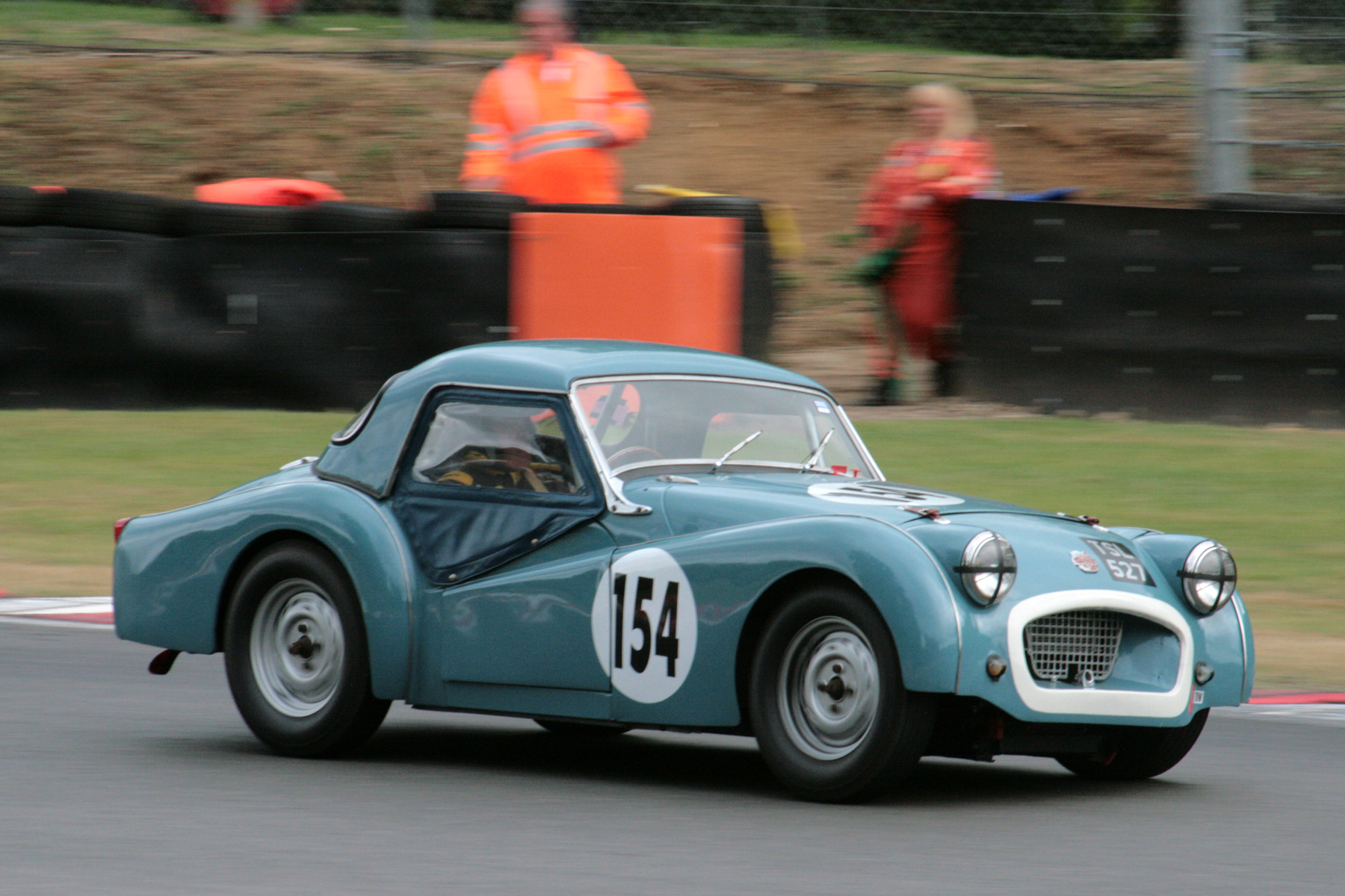 Great newcomer. First time out with his restored Triumph TR2 was Paul Ziller. Here he adds a touch of opposite lock exiting Druids. He was classified 7th of the FISCAR cars in the race. Photo - John Turner