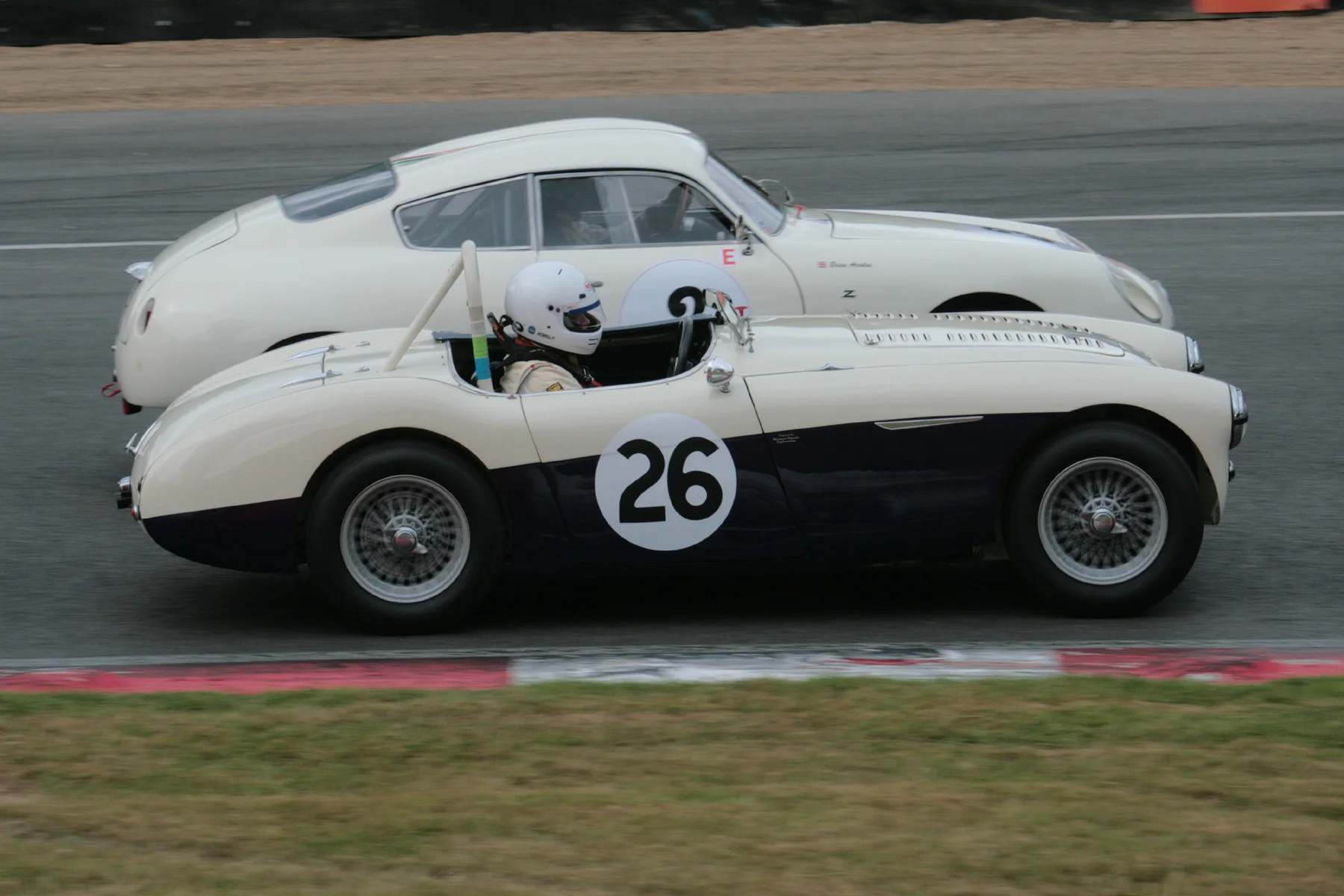 Nigel grice (6th) and Brian Arculus (4th). I cannot make my mind up whether this makes the Austin Healey look smaller than I expected or the Alfa larger. Probably the latter! Photo - John Turner 