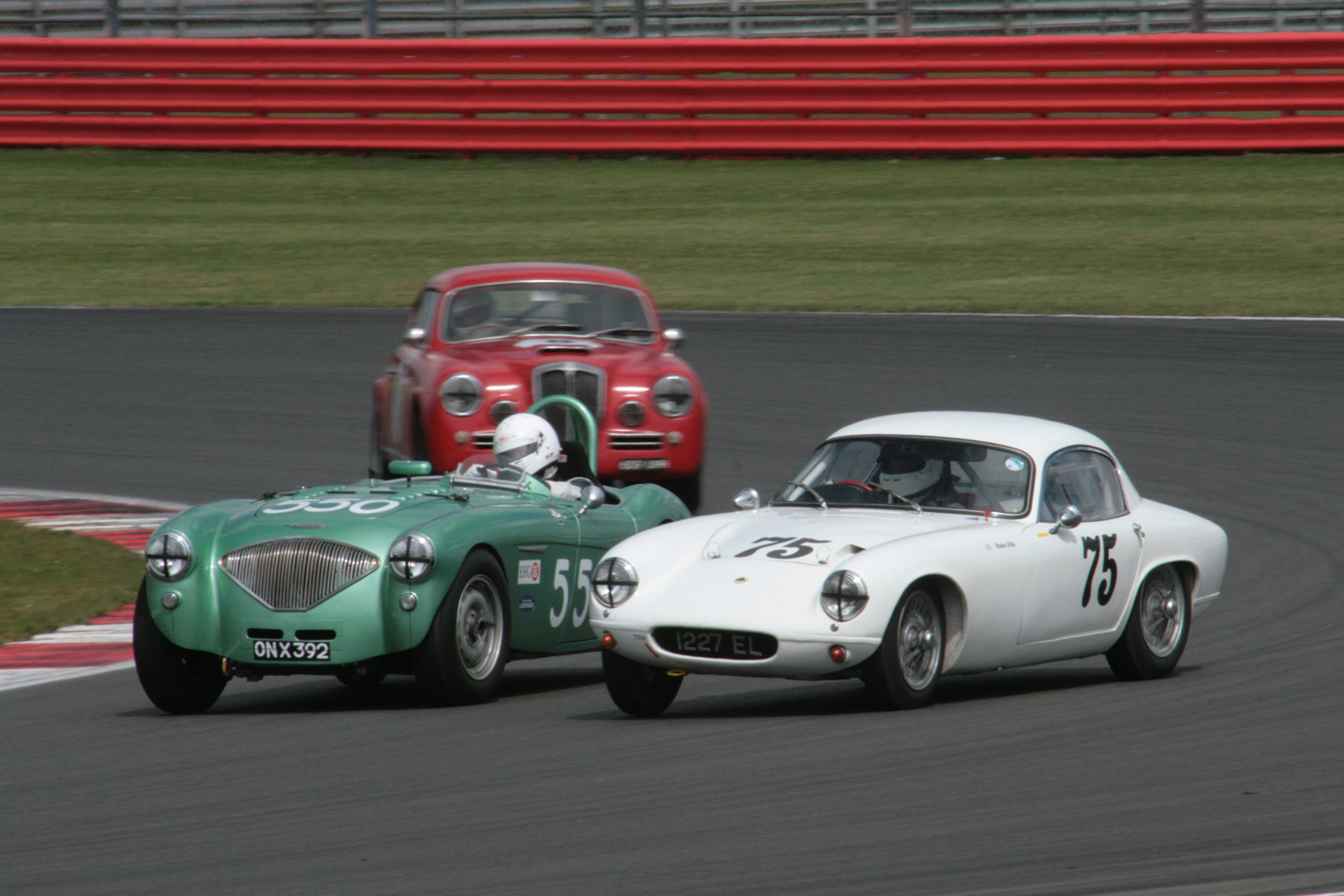 At the front of a fine grid of cars, Martyn Corfield (Austin Healey 100/4) and Robin Ellis (Lotus Elite) battled it out for the lead which changed hands a couple of times before the pit stops. Robin, by his own admission, did not have the best of stops and this allowed Martyn to edge away to victory in the second half of the race.. Ted Shepherd took 3rd in the AC Ace Bristol - Photo: JohnTurner 