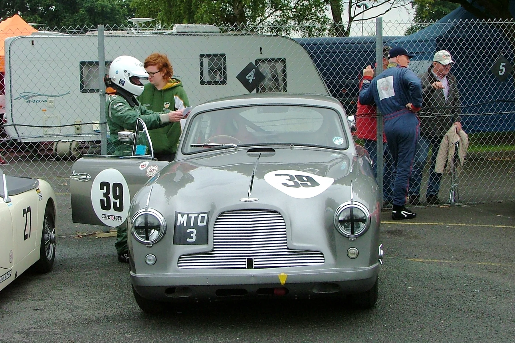 Tim Stamper about to enter the DB2/4. It did not end well as Tim's fraught affair with Oulton Park continued when he ran out of fuel on the outlap. Photo - John Turner