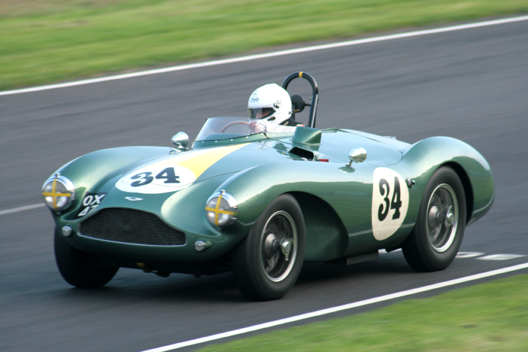 Steve Boultbee Brooks took a terrific double when he won both the FISCAR Historic Inter-Marque race and later the Jon Gross Memorial Trophy Race in his Aston Martin DB3S Photo - John Turner