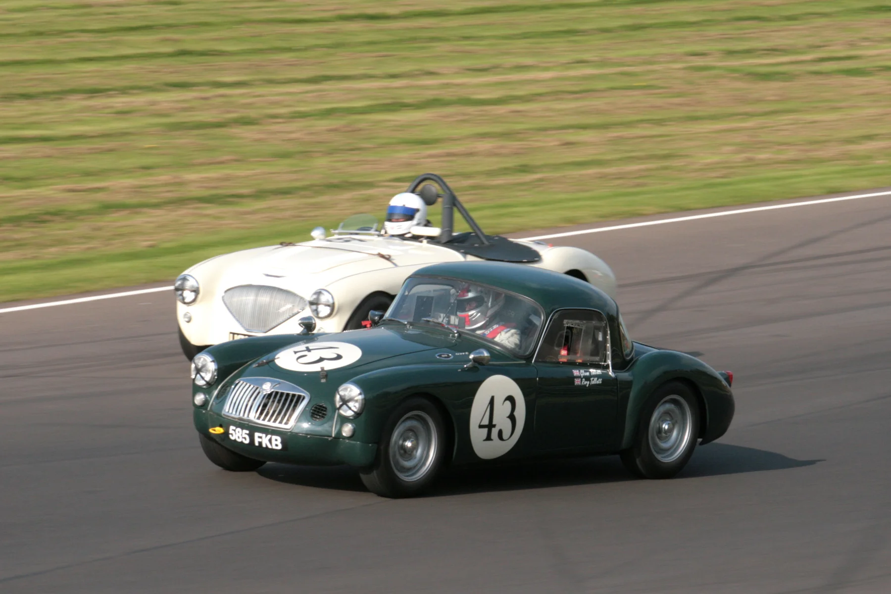 It was splendid to see two MGAs in the race. This is the car shared by Glenn Tollett and son, Rory. Graham Robson'sAustin Healey is on the inside Photo - John Turner 