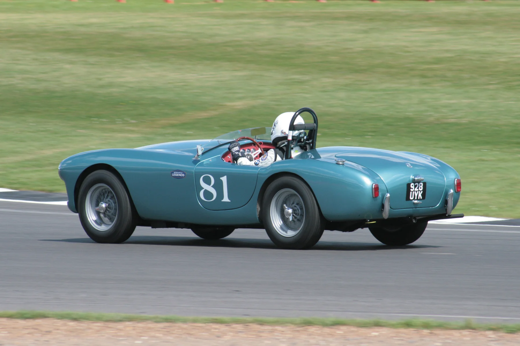 David Cottingham had rather a lonely race in in his AC Ace Bristol but hopefully even through his helmet he was able to listen to the gloriously sonorous music of that Bristol engine Photo - John Turner