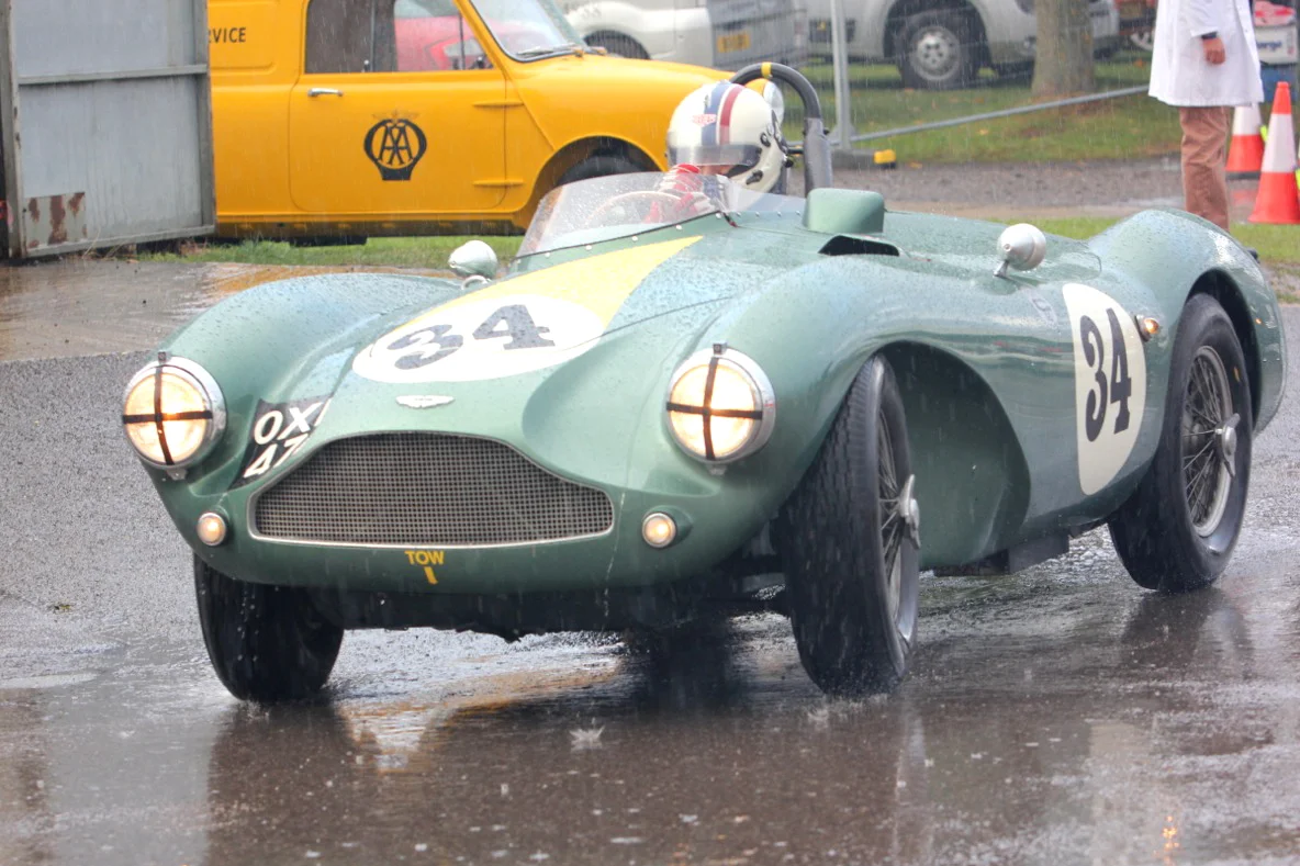 Steve Boultbee-Brooks in the paddock area. Note the AA Mini behind adding an early 60s feel to the proceedings. Photo - Pat Arculus, Tripos Media.