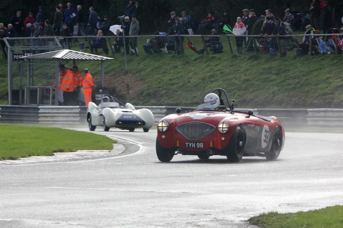 Nick Matthews on his way to a fine 2nd place in his Austin Healey 100/4 Photo - Pat Arculus, Tripos Media