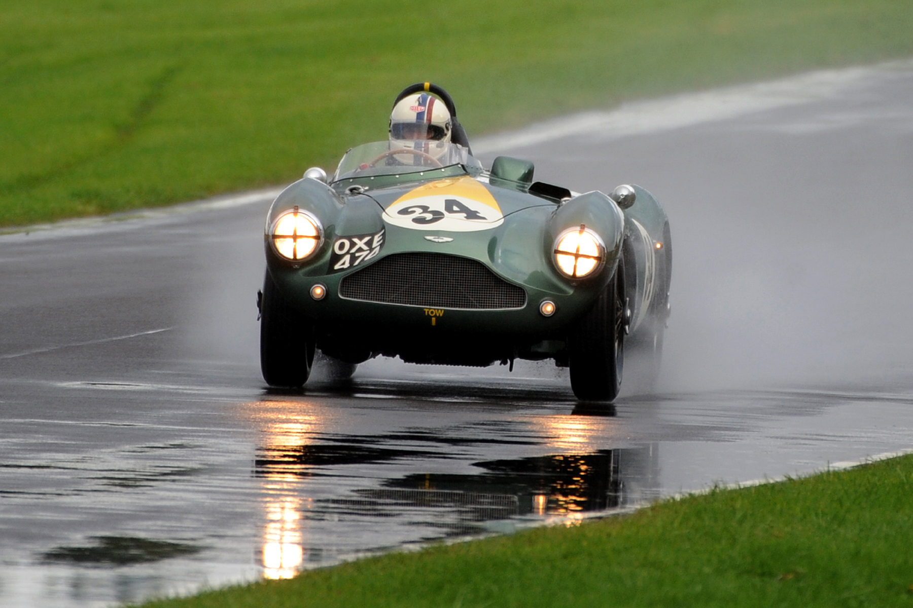 Steve Boultbee-Brooks completes the first lap in splendid isolation in the beautiful DB3S Photo - Jeff Bloxham.