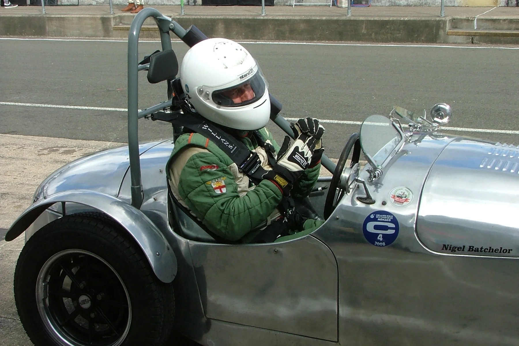 Nigel Batchelor in the pits during qualifying in the Super Cooper! Photo - John Turner 