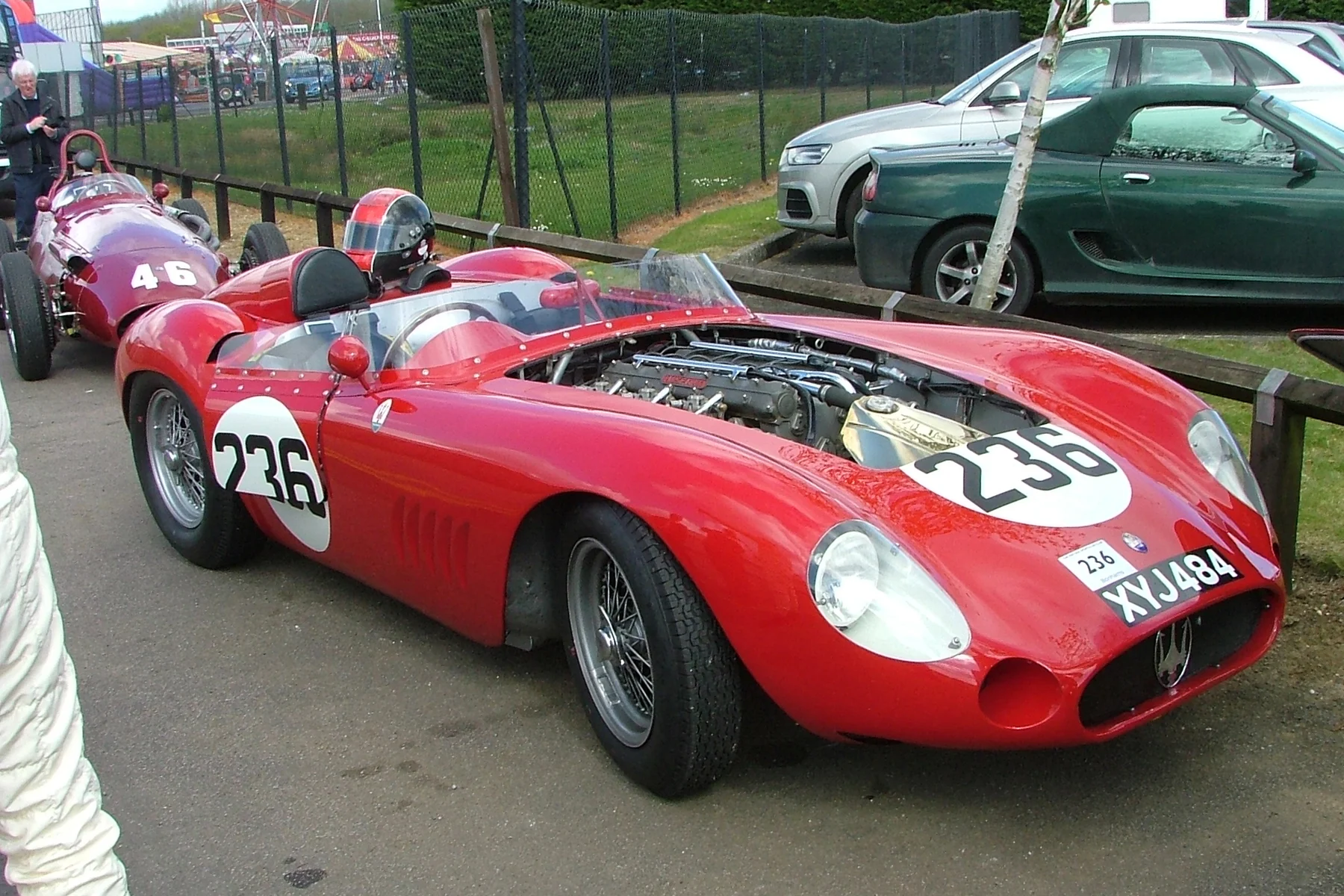 The very last entry of all, completed the picture. Guillermo Fierro Eleta's Maserati 300S at rest! Note his 250F behind. Photo - John Turner