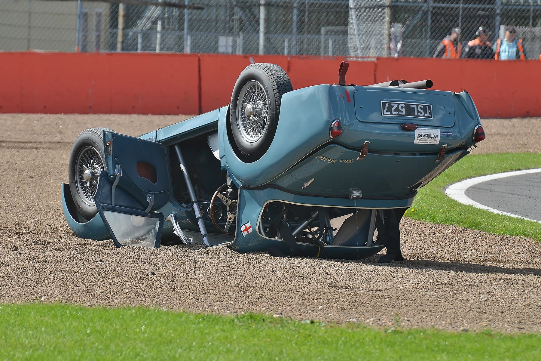 A salutary lesson. Whilst it may appear that the hardtop has survived well the fact is that it would have been crushed but for the substantive roll cage. photo - Peter Olley, Tripos Media