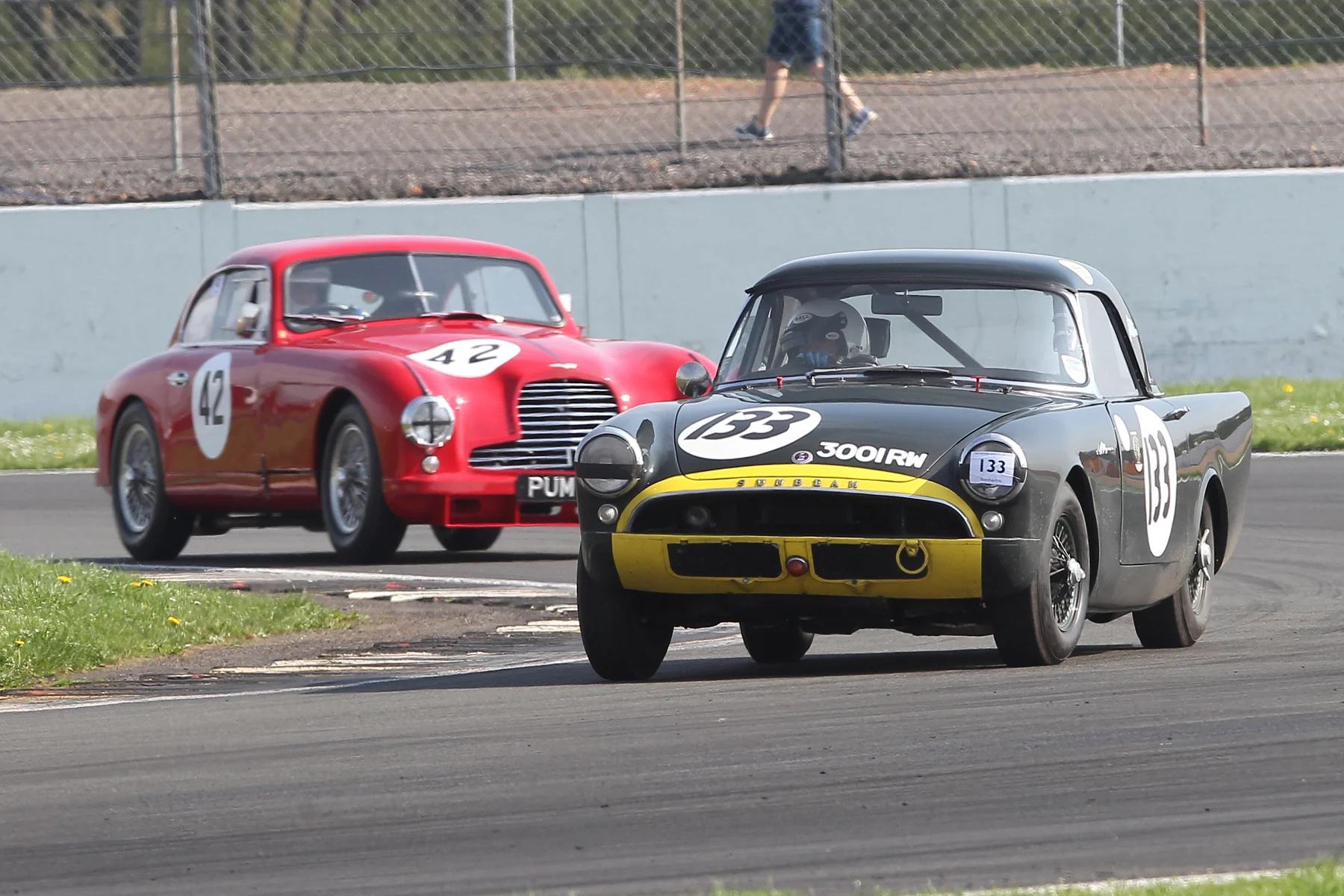 Keith Hampson's Sunbeam Alpine Le Mans during practice in which the fan belt broken and caused an amount of unlucky damage photo - Mick Walker