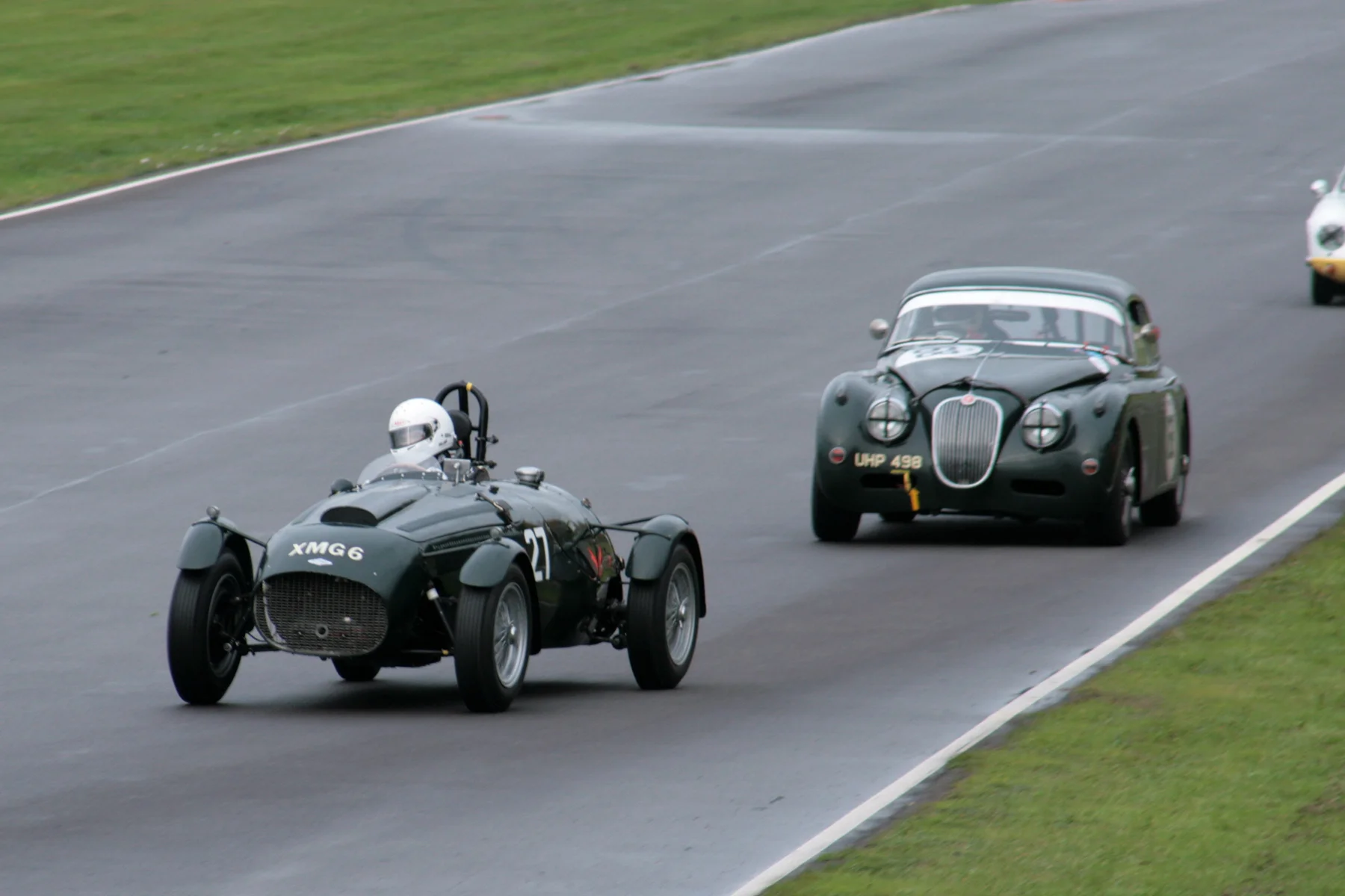 Just seconds later, Martyn Corfield leads Marc Gordon into the Esses for the second time (see text above) and they are being shadowed by Robin Ellis in the Elite Photo - John Turner