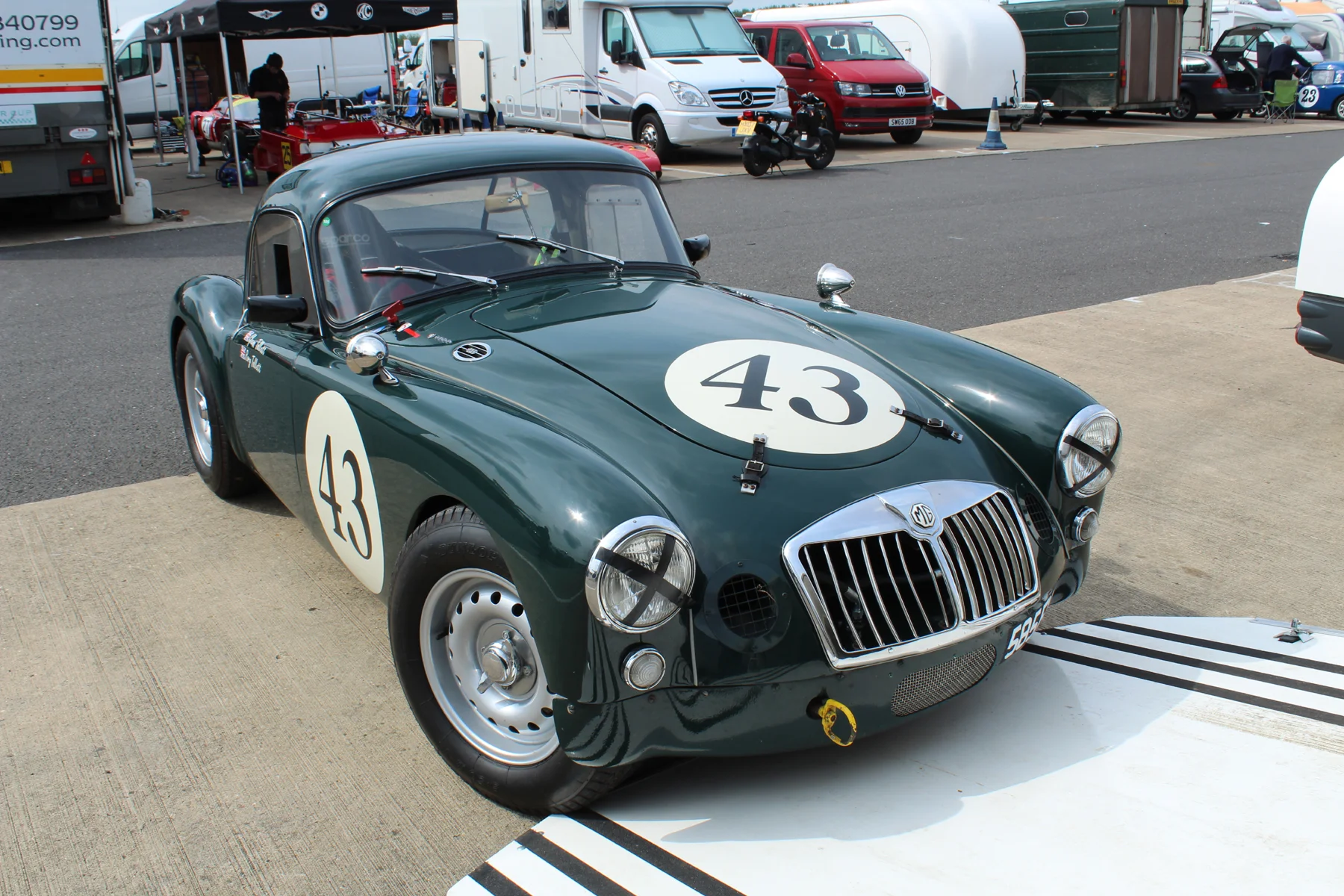 Glenn Tollett’s MGA Coupe at repose prior to race. Photo - John Turner
