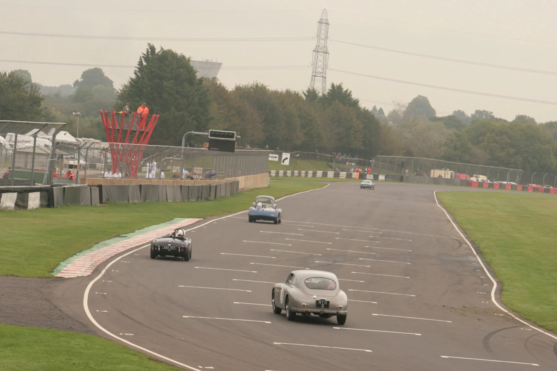Heading across the start/finishing straight towards Folly in the distance. The extraordinary observation post on the left remains a standout feature! Photo John Turner
