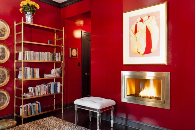 Brass Ventless Fireplace with Brass Interior Finish