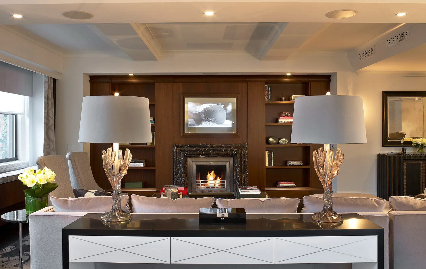 Designer: Rottet Studio | Architect: Stonehill & Taylor Architects | Ventless Fireplace: Custom unit - Stainless Steel with Edwardian grate - 38” W x 37” H x 11.5” D