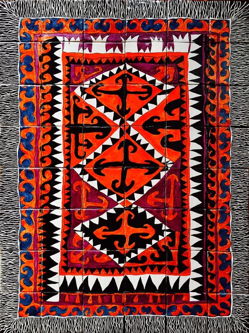 HearthCabinet® Ventless Fireplace’s Interior Tile hand-painted by artist Melinda Mezey