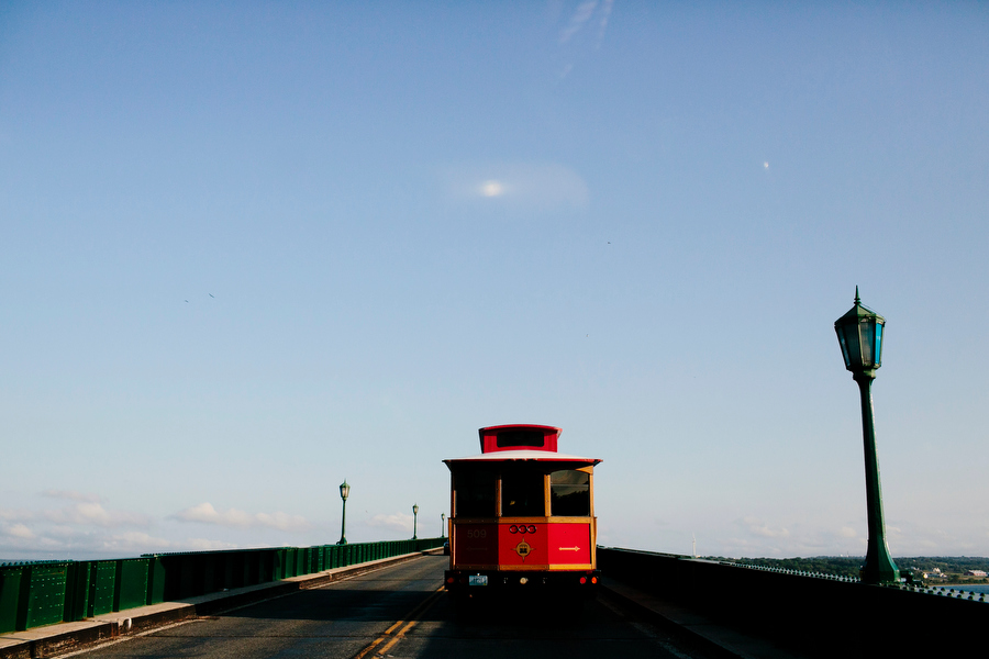 Trolley bridge sky