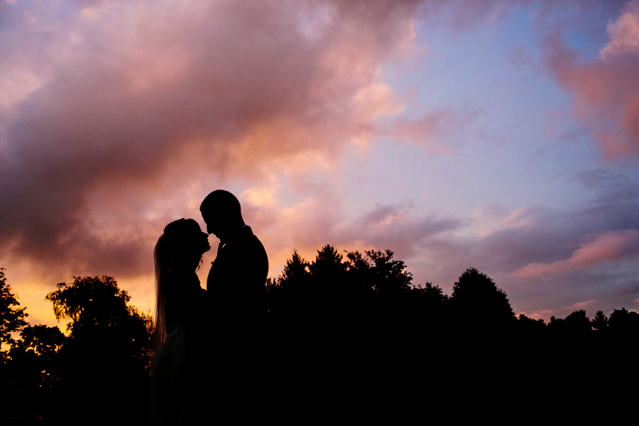 bride and groom wedding silhouette sunset 