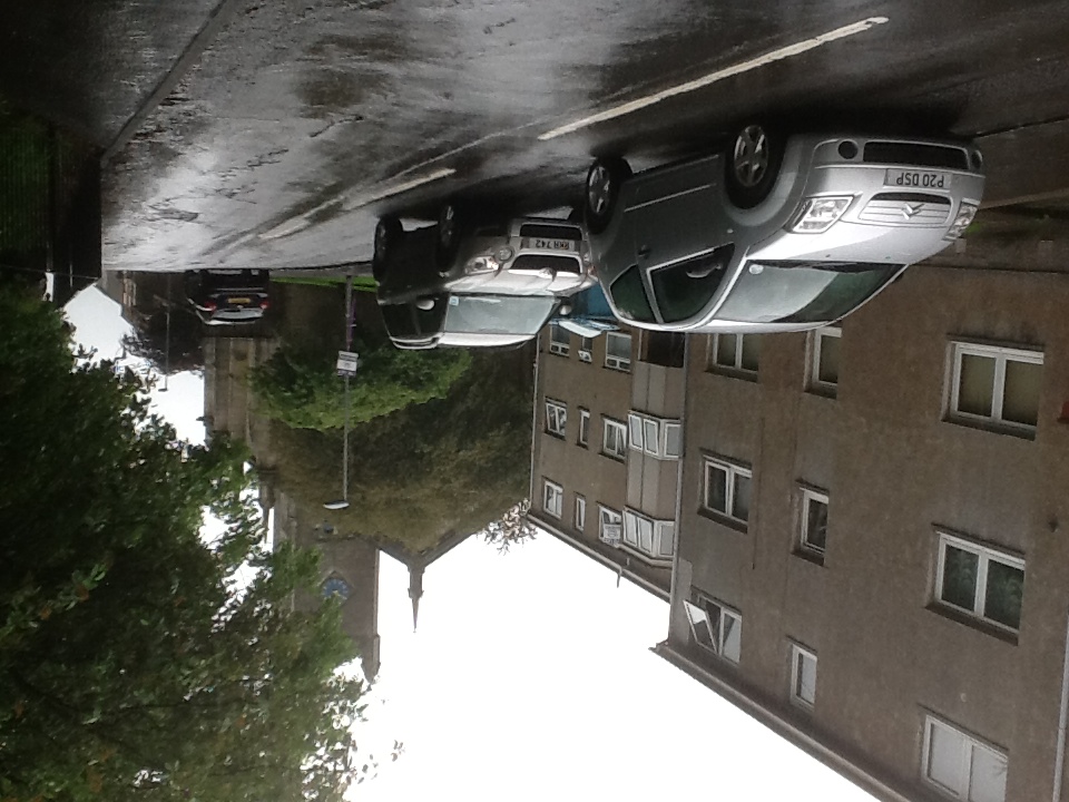 Backbrae, Stirlingshire today, 2014 - School and Parish church at end of the road