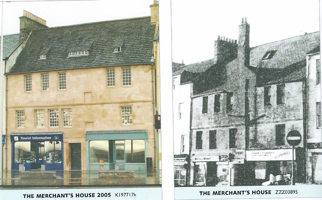 Merchant House opposite the Harbour - now restored (left-hand shot). Prominent shipping families included the 'Laws' but no relation!!