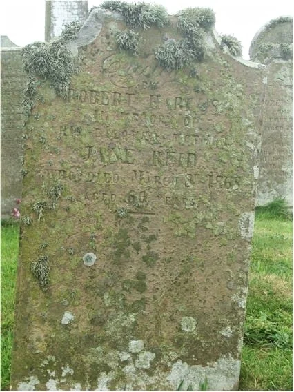 Robert Harcus erected a Headstone in the Old Kirkyard in Eday, in loving memory of his Mother, Jane Reid who died 8th March 1868, aged 60 years.