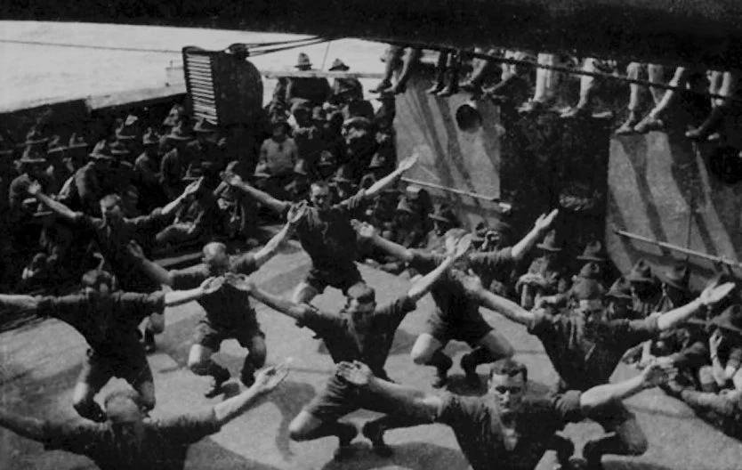 RMS Ruapehu , troopers exercising on deck.
