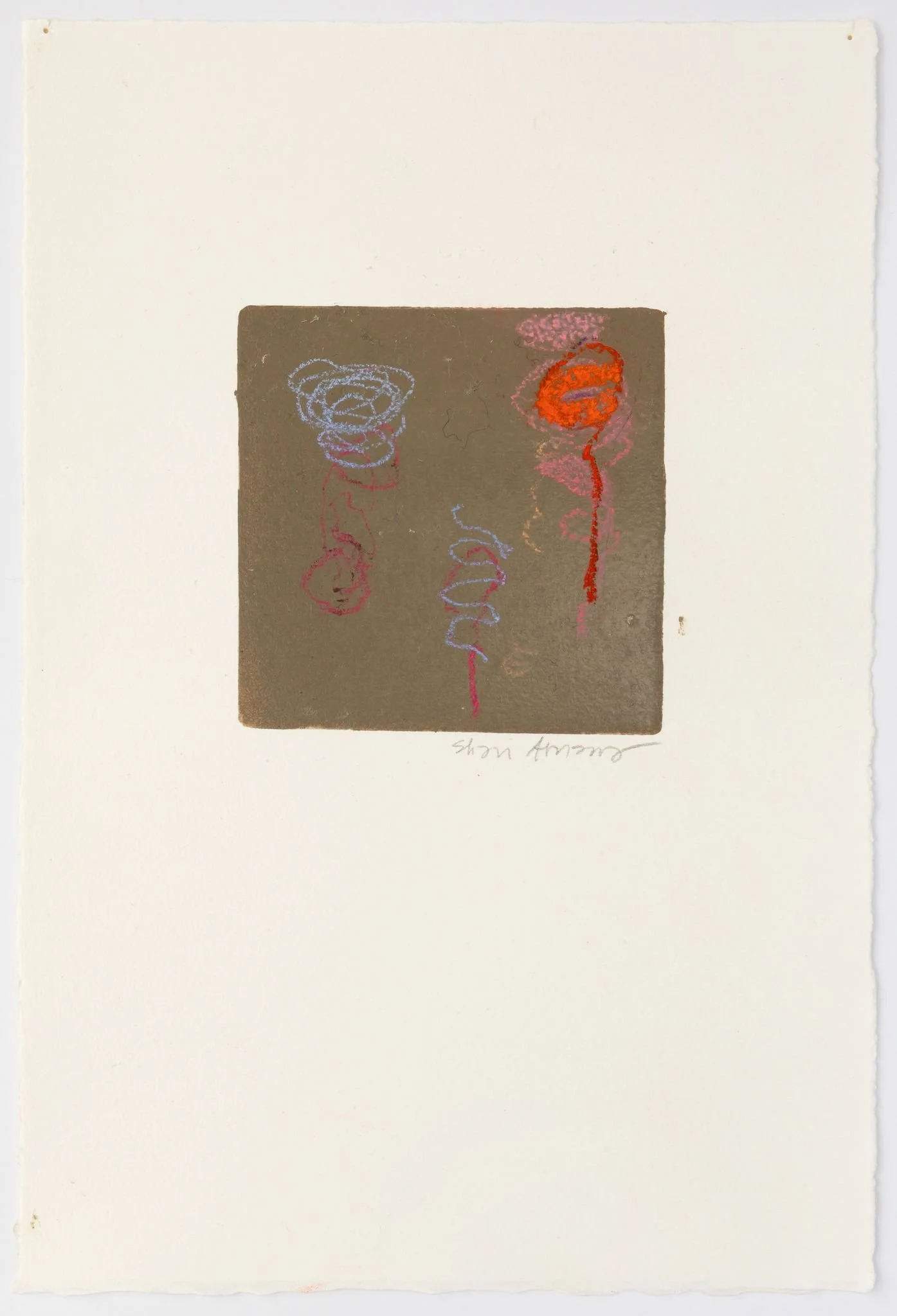 Arachne 03, 2020, paper, monotype, pastel, 11 ” x  7.5”