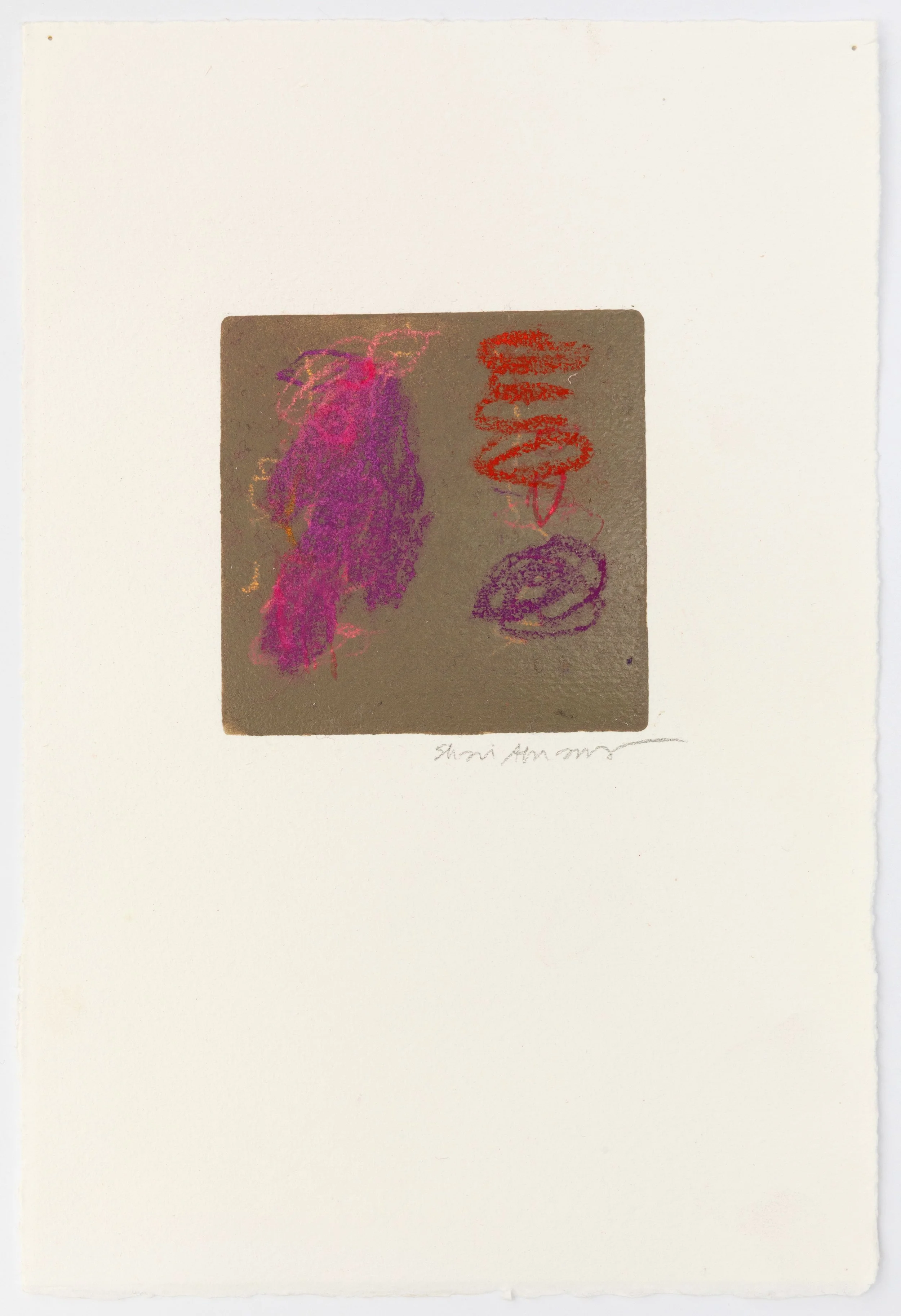 Arachne 05, 2020, paper, monotype, pastel, 11 ” x  7.5”