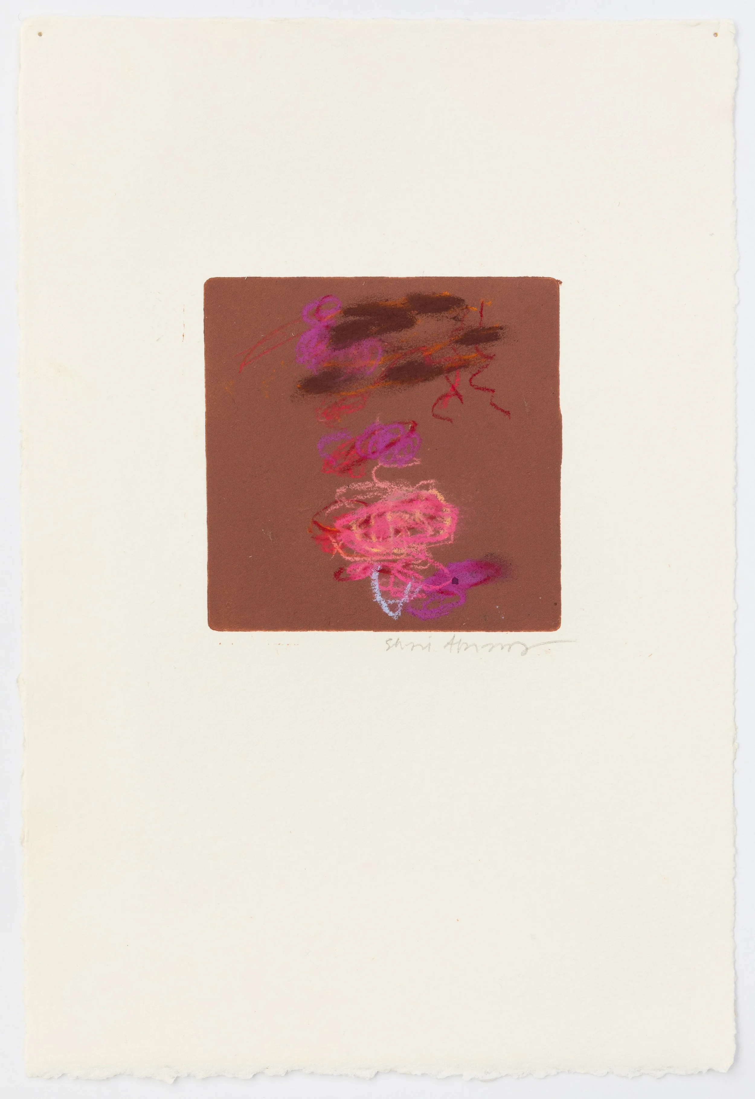 Arachne 01, 2020, paper, monotype, pastel, 11 ” x  7.5”