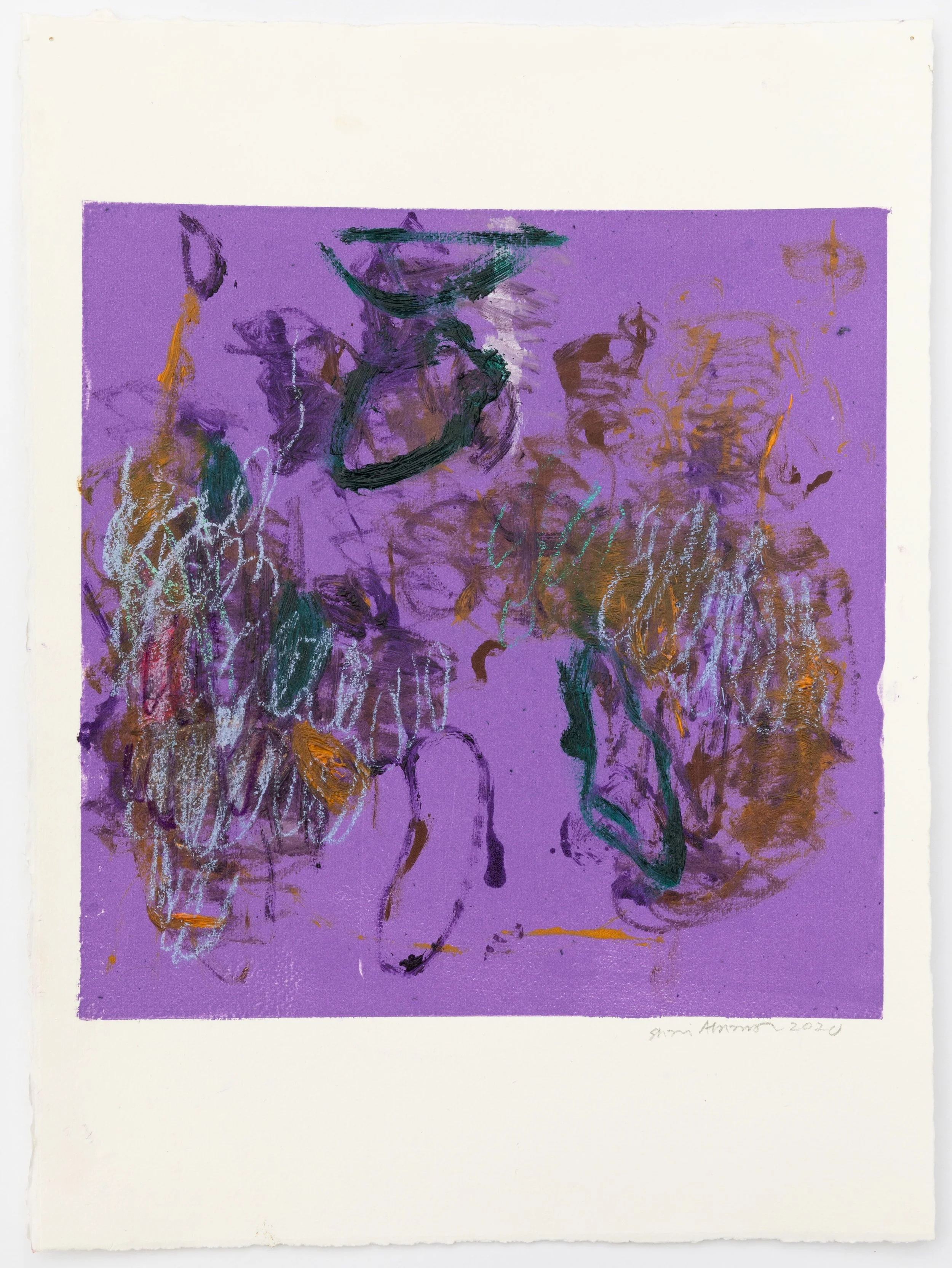 Arachne, 2021, monotype pastel paper, 11” x 17”