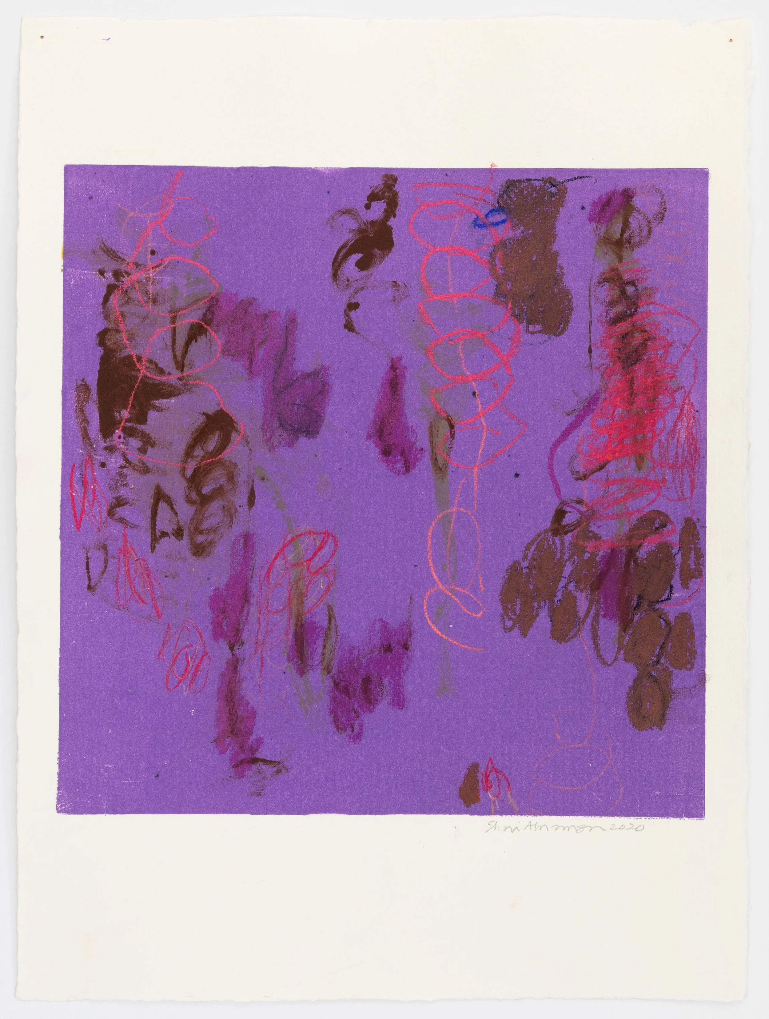 Arachne, 2021, monotype pastel paper, 11” x 17”