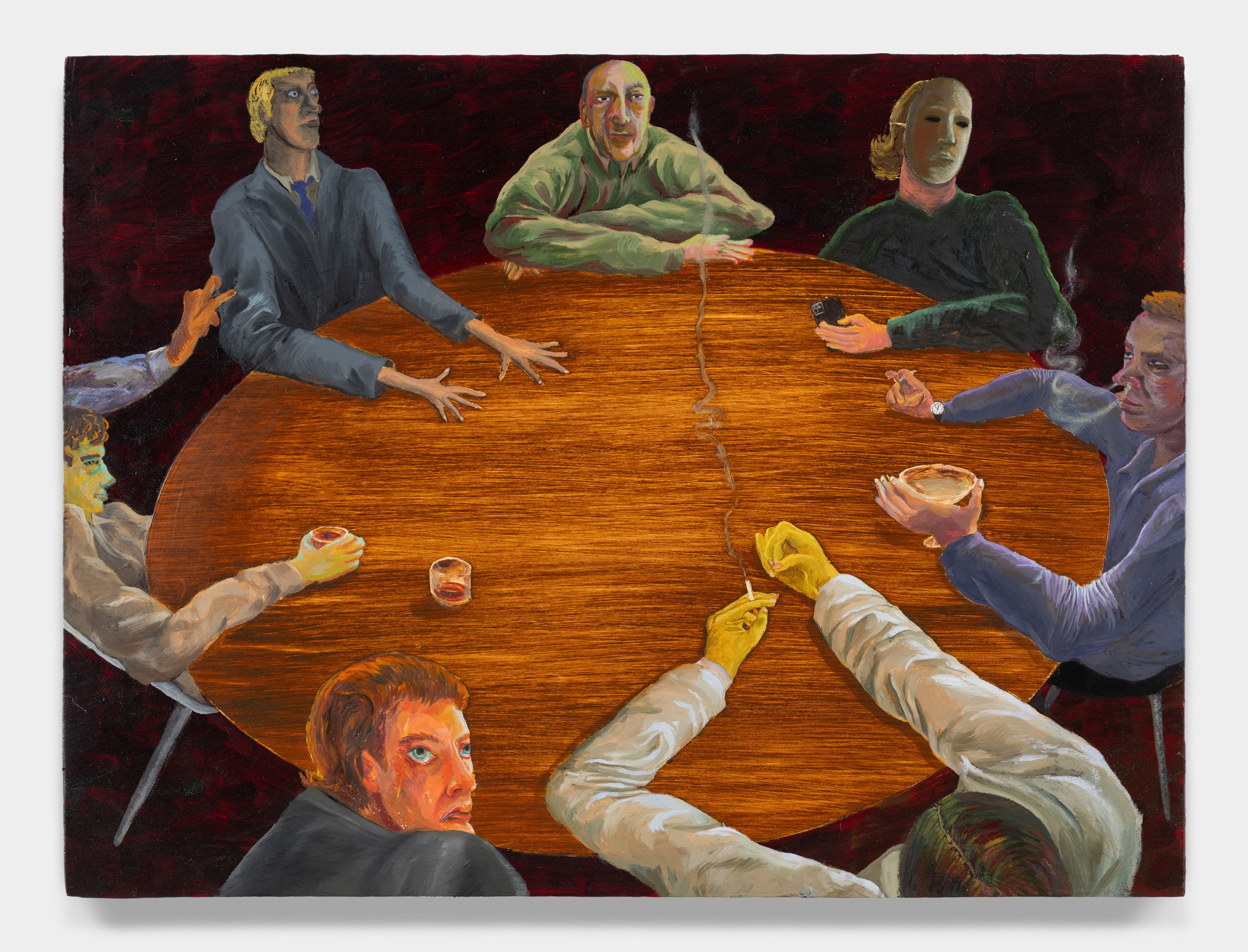   The Meeting,  oil on panel, 12” x 16”, 2024 