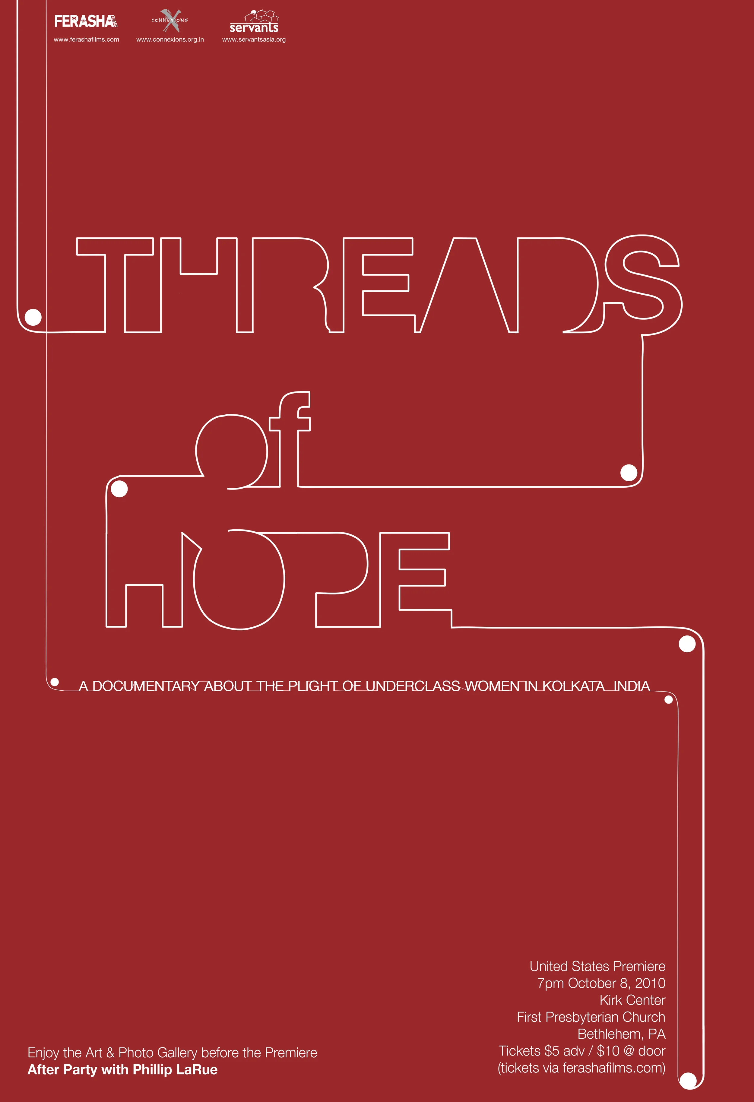 The official poster of Threads of Hope. Ferasha Films.