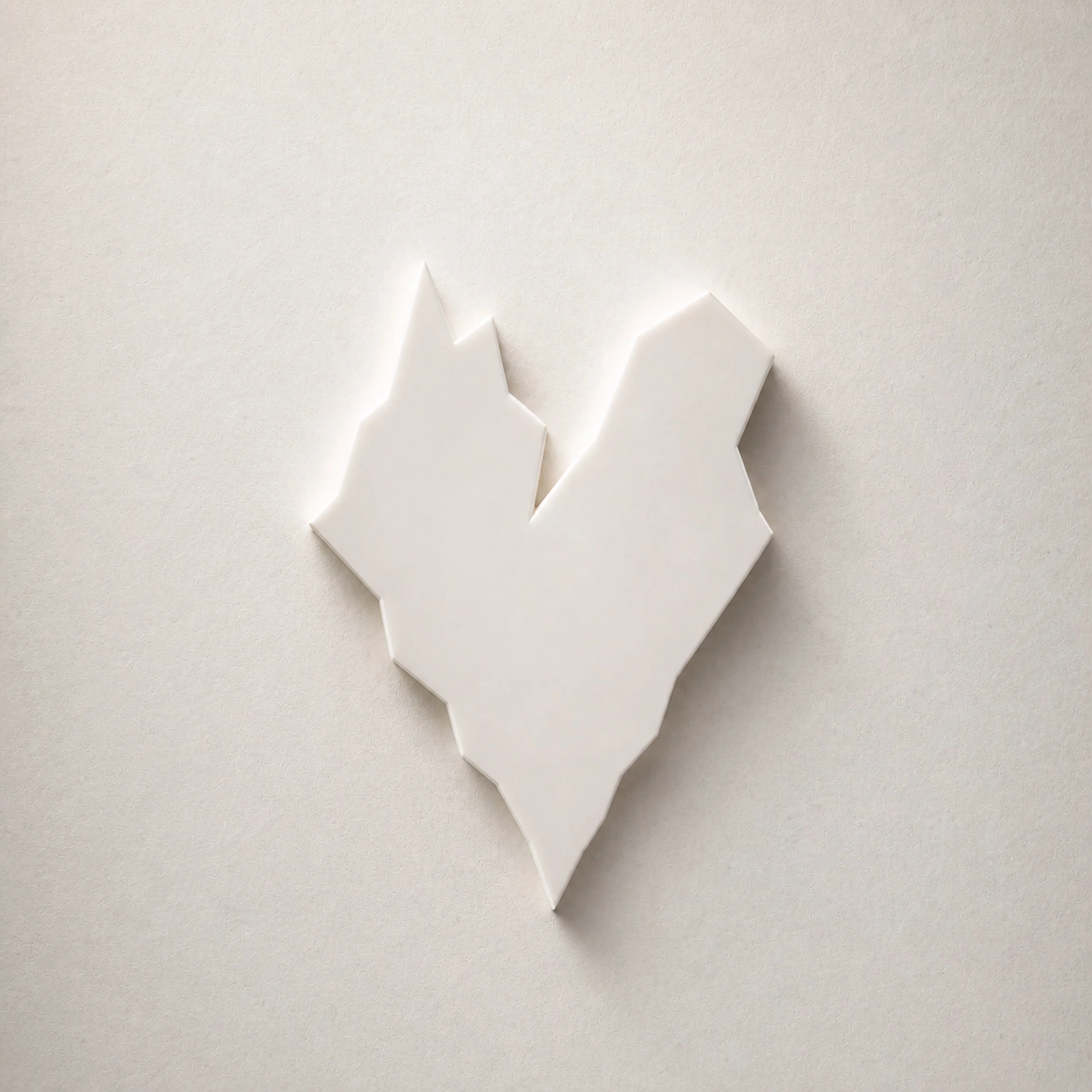 Not Scared album cover featuring a white geometric broken heart on a warm off-white background.