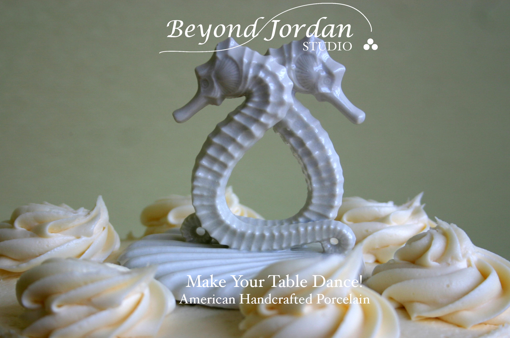 Porcelain Seahorse Wedding Cake Topper