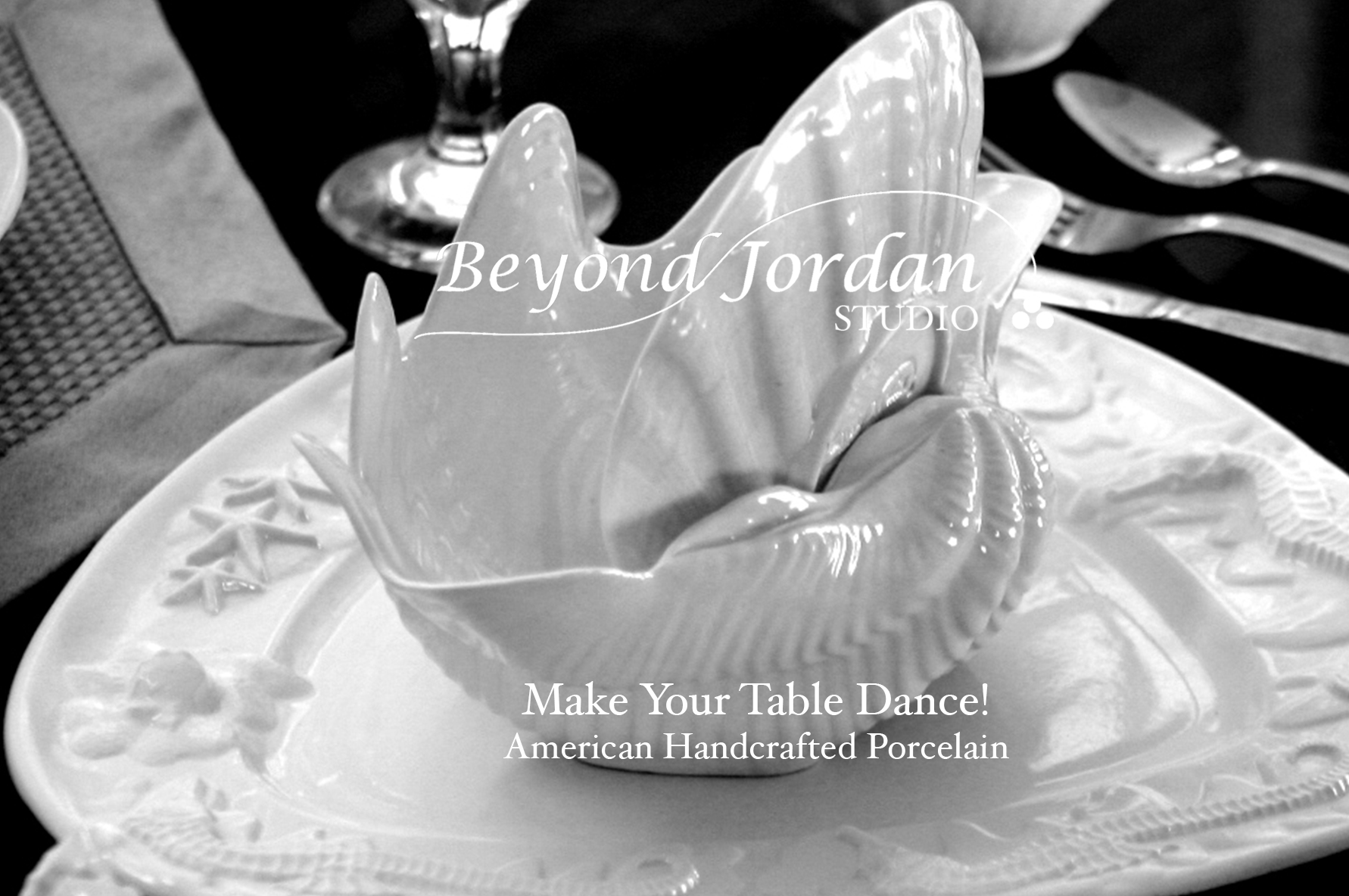 Seahorse & Starfish Platter b&w glamour ad