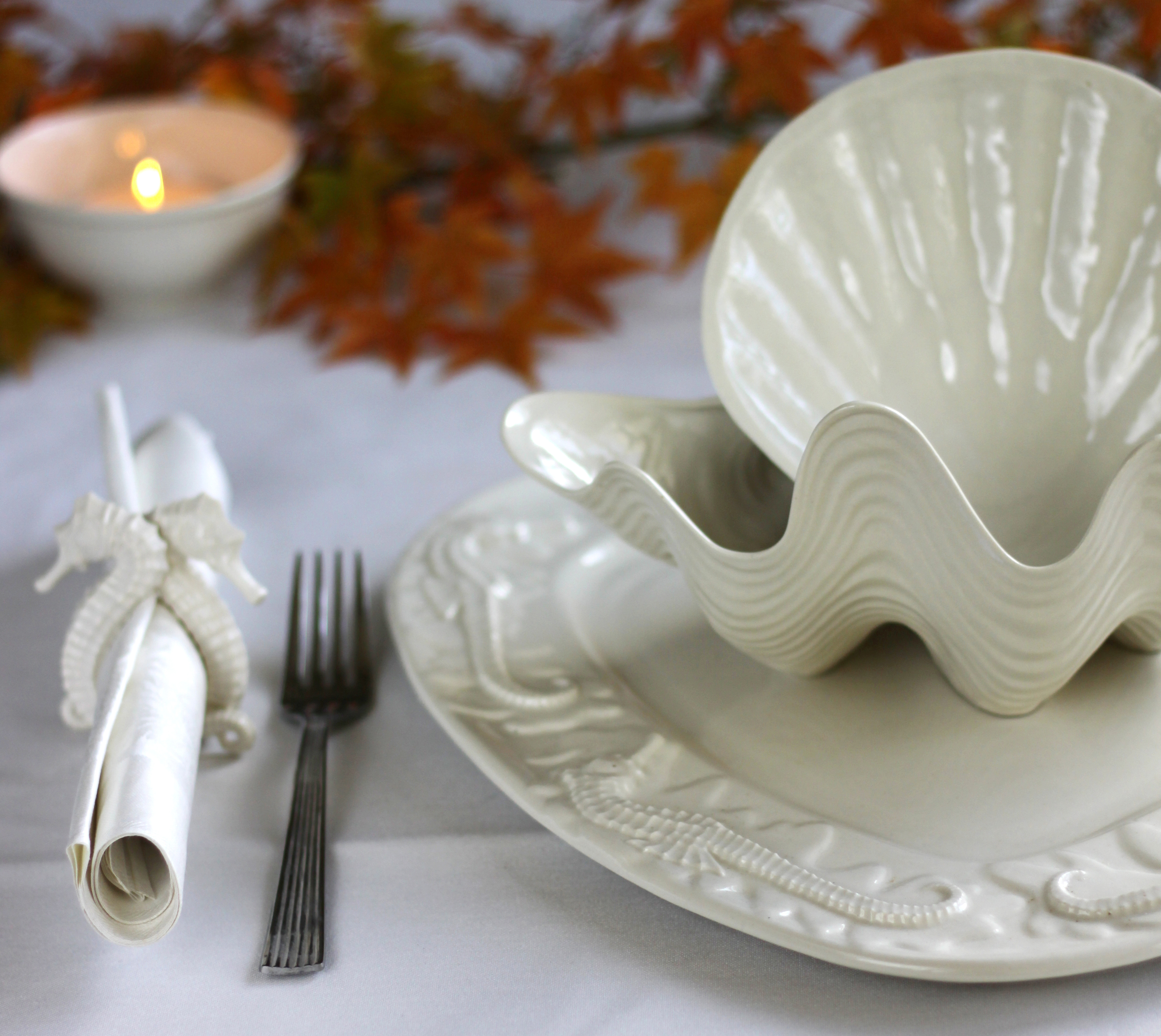 Seahorse & Starfish Platter fall table setting