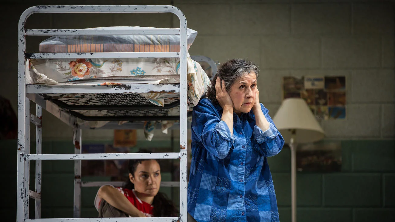 Marisol Miranda as Carmen/Tatiana and Socorro Santiago as Ciliana in "Another Word for Beauty" by Jose Rivera, directed by Steve Cosson at Goodman Theatre (January 16 – February 21, 2016).