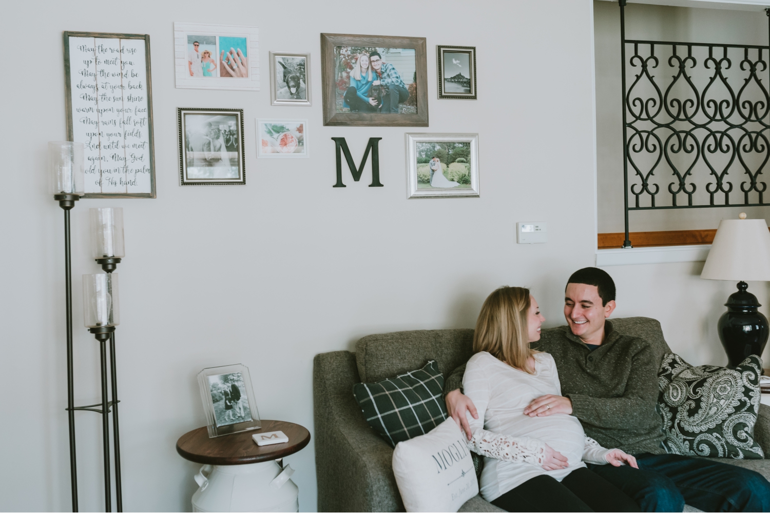 Couple in Living Room Awaiting Baby Girls